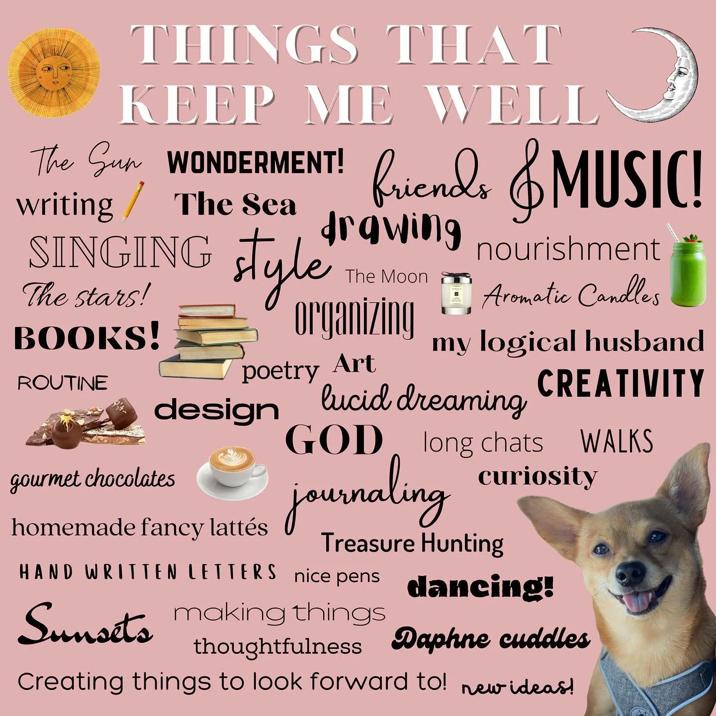 The small things that keep us well add up to a happy life. What is keeping you well when it looks like the sky is falling? 💫