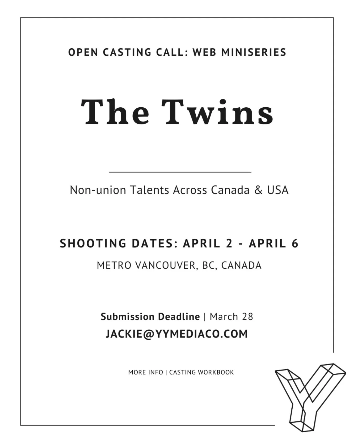 💅Heightened Period Romance Thriller/Revenge Drama
OPEN CASTING CALL
Non-union talents across Canada and USA
Filming Location: Metro Vancouver
Filming Dates: April 2-6
More info via link in bio 🔗
