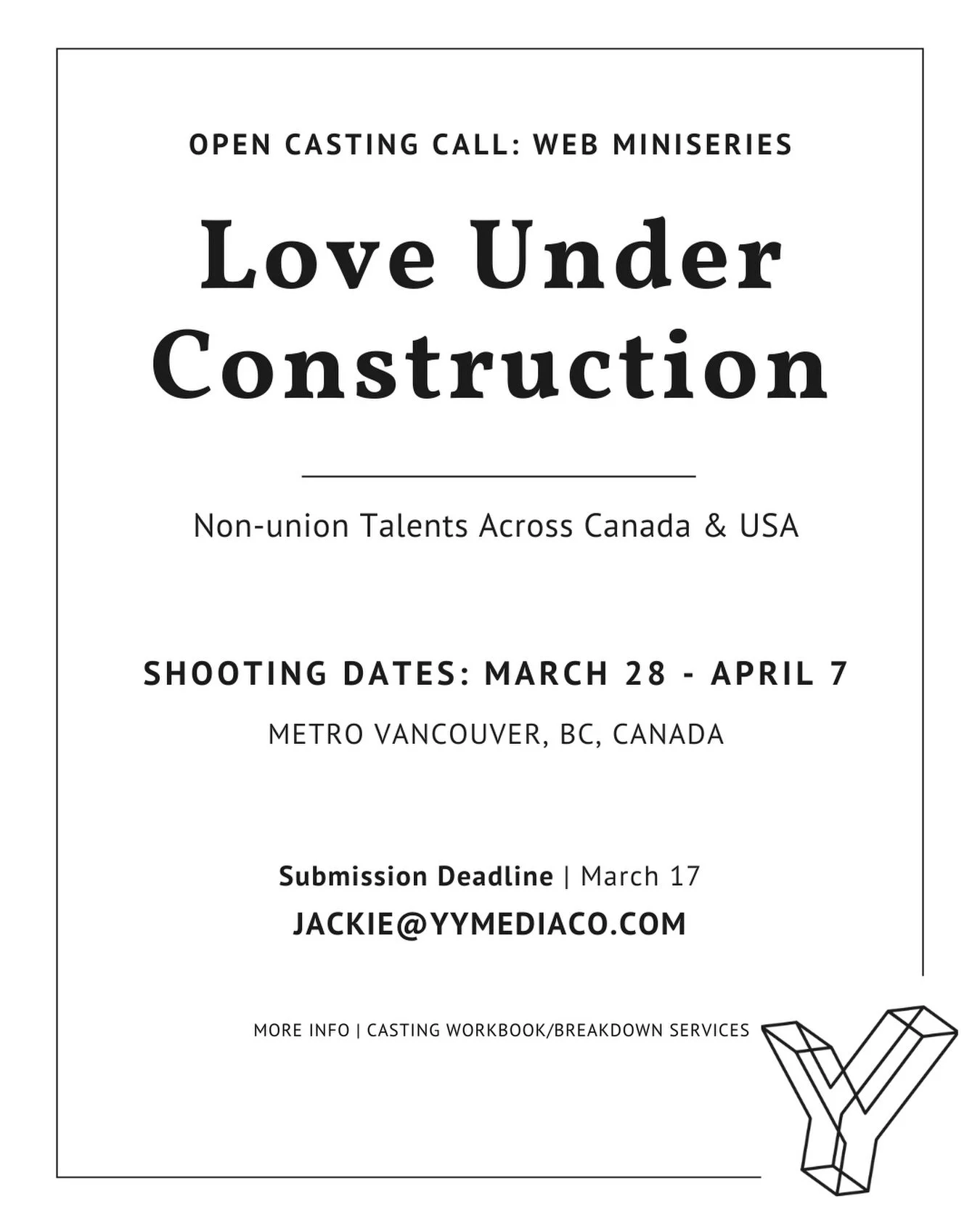When the underground boxing champion takes over construction sites 🥊🧱🚜
OPEN CASTING CALL
Non-union talents across Canada and USA
Filming Location: Metro Vancouver
Filming Dates: March 28 - April 7
More info via link in bio 🔗