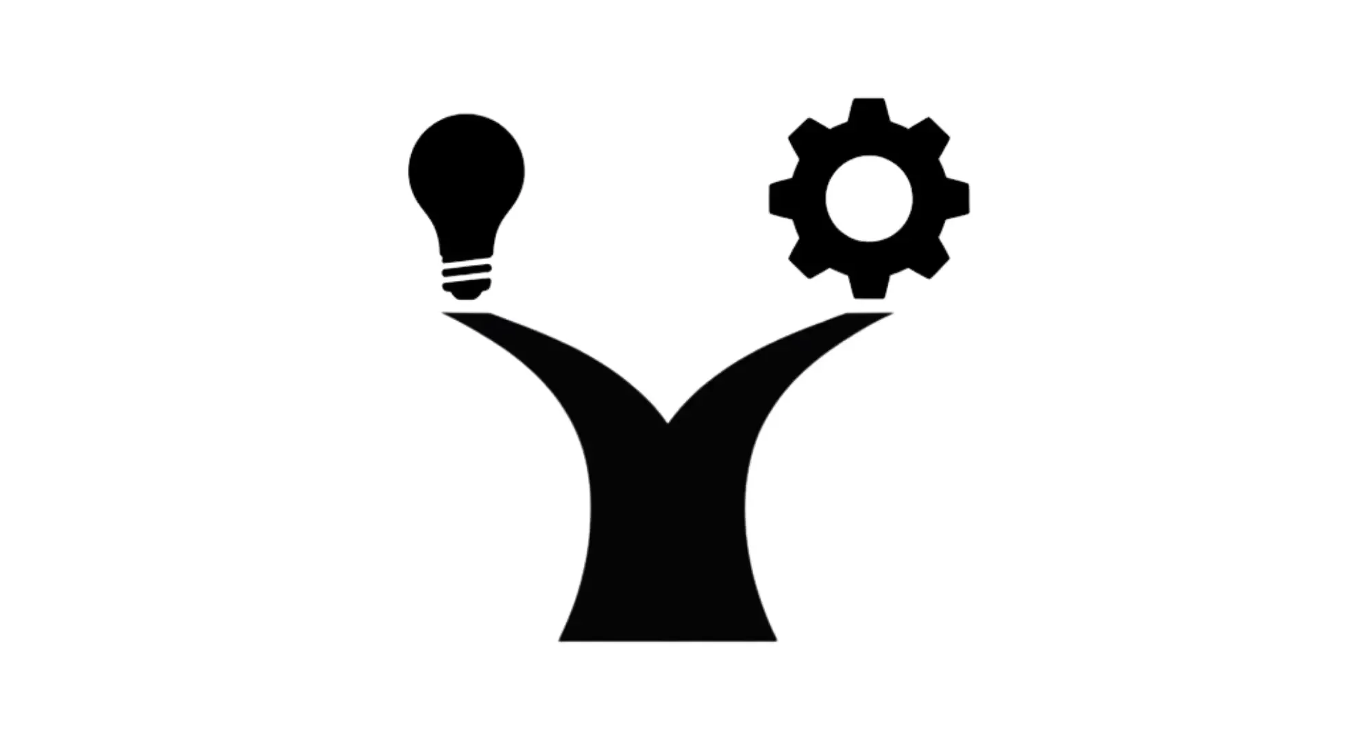 Split-path icon: Lightbulb on left (Startup invention) vs. Gear on right (ETA optimization). Choosing between 0-to-1 and 1-to-X.