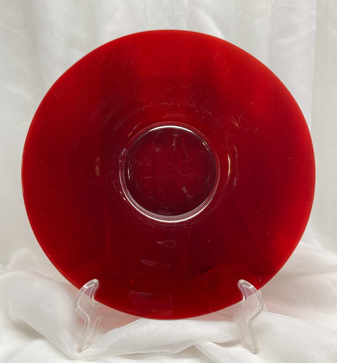 Red Glass Vintage Glass Extra Large Plate Platter