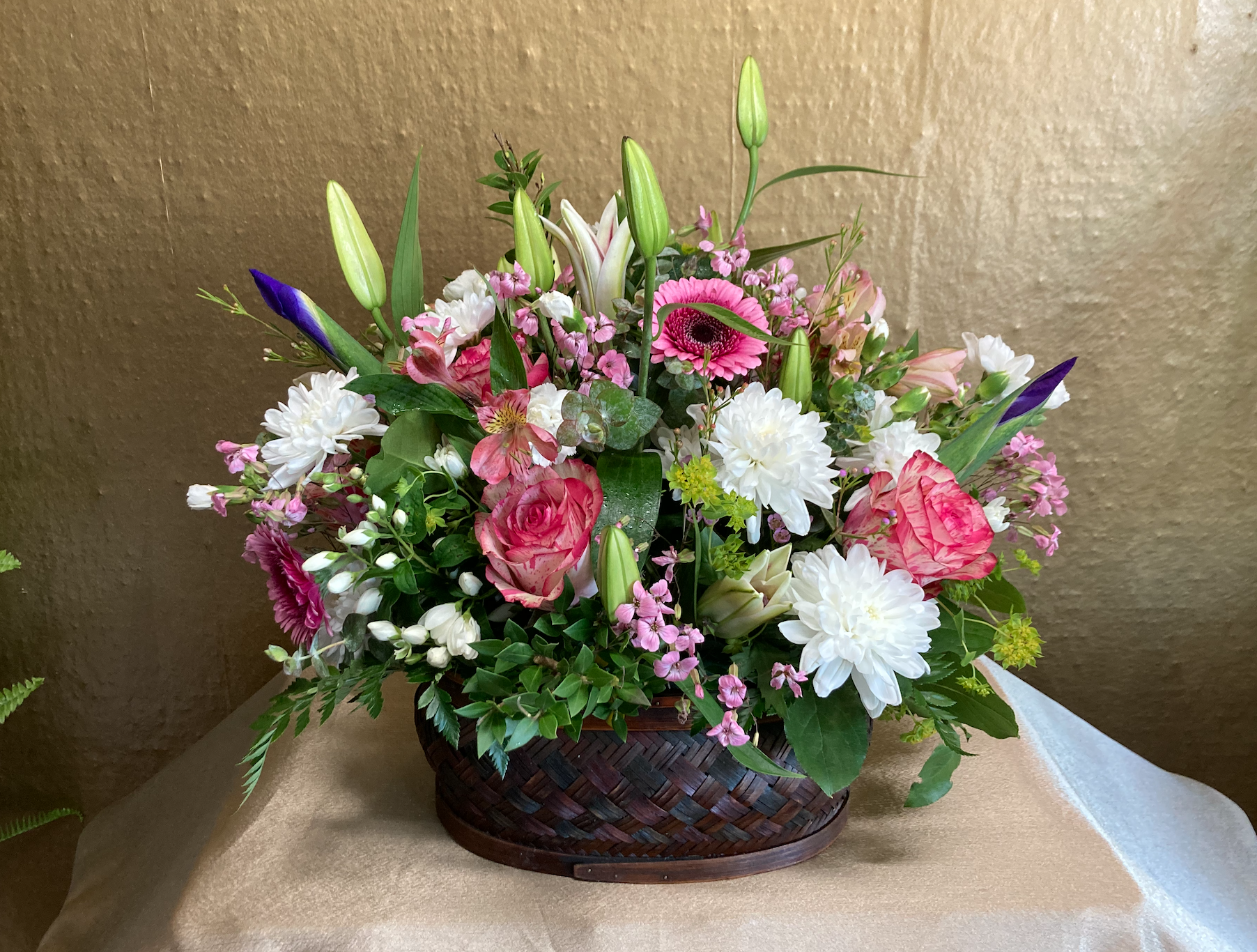Pink and White Basket