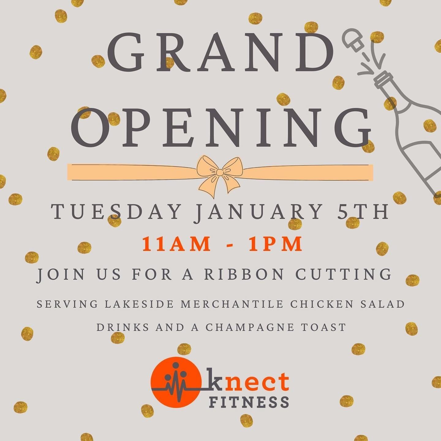THIS TUESDAY! Join us for our Grand Opening! We will have a ribbon cutting at 11, chicken salad and a champagne toast! Come celebrate with us and sign up today!!