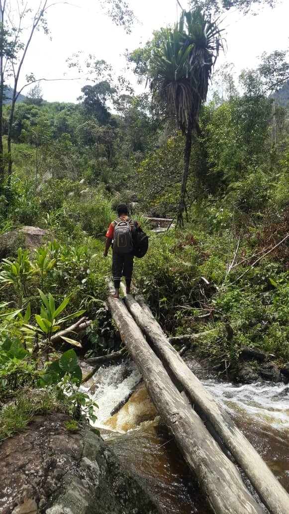Making our way to the water source for an environmental assessment