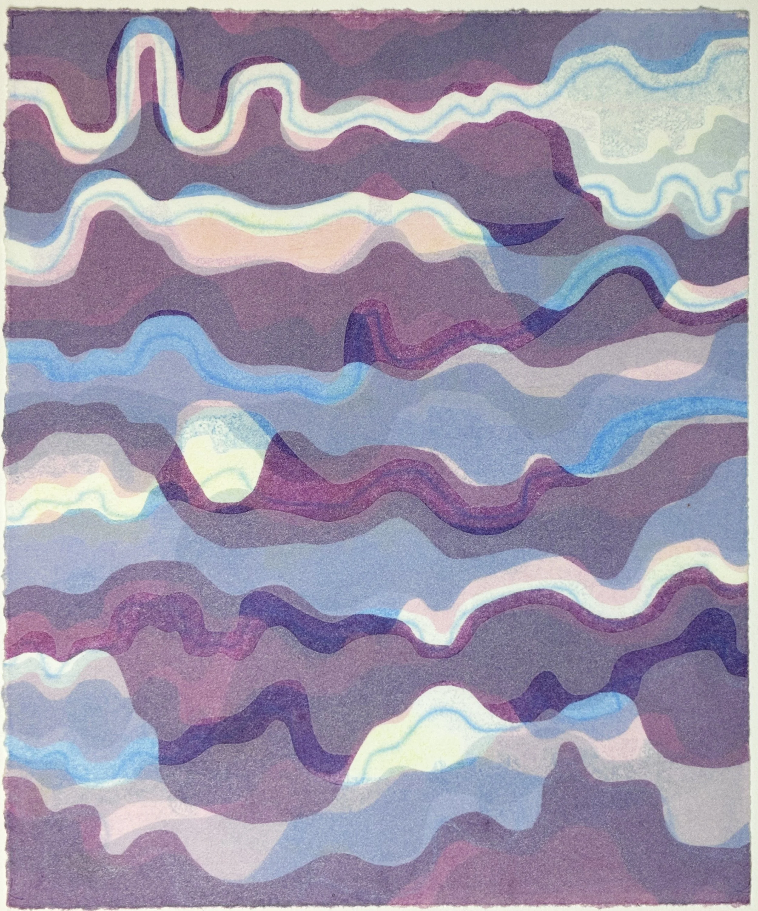 In Time 3. Monotype on paper, 9"x 7.5", 2026.