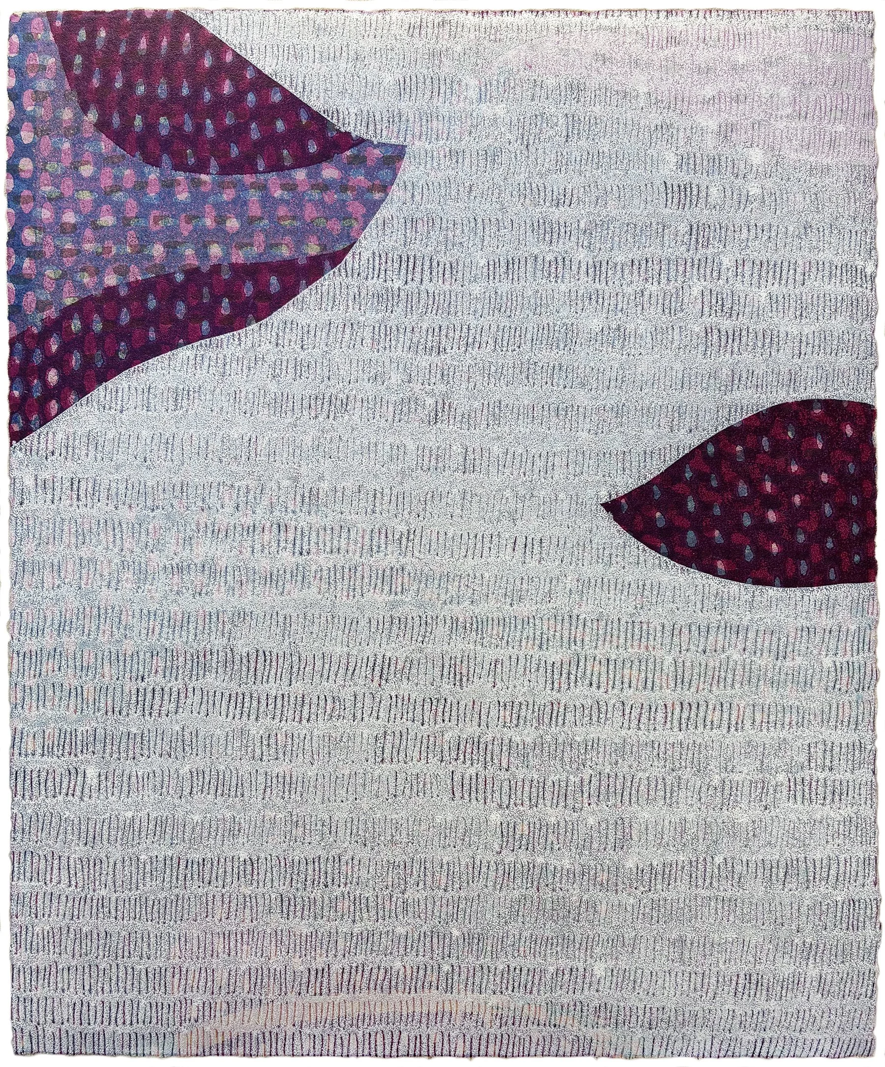Magic Fabric 3. Linocut and subtractive monotype on paper. 9"x 7.5". 2026.