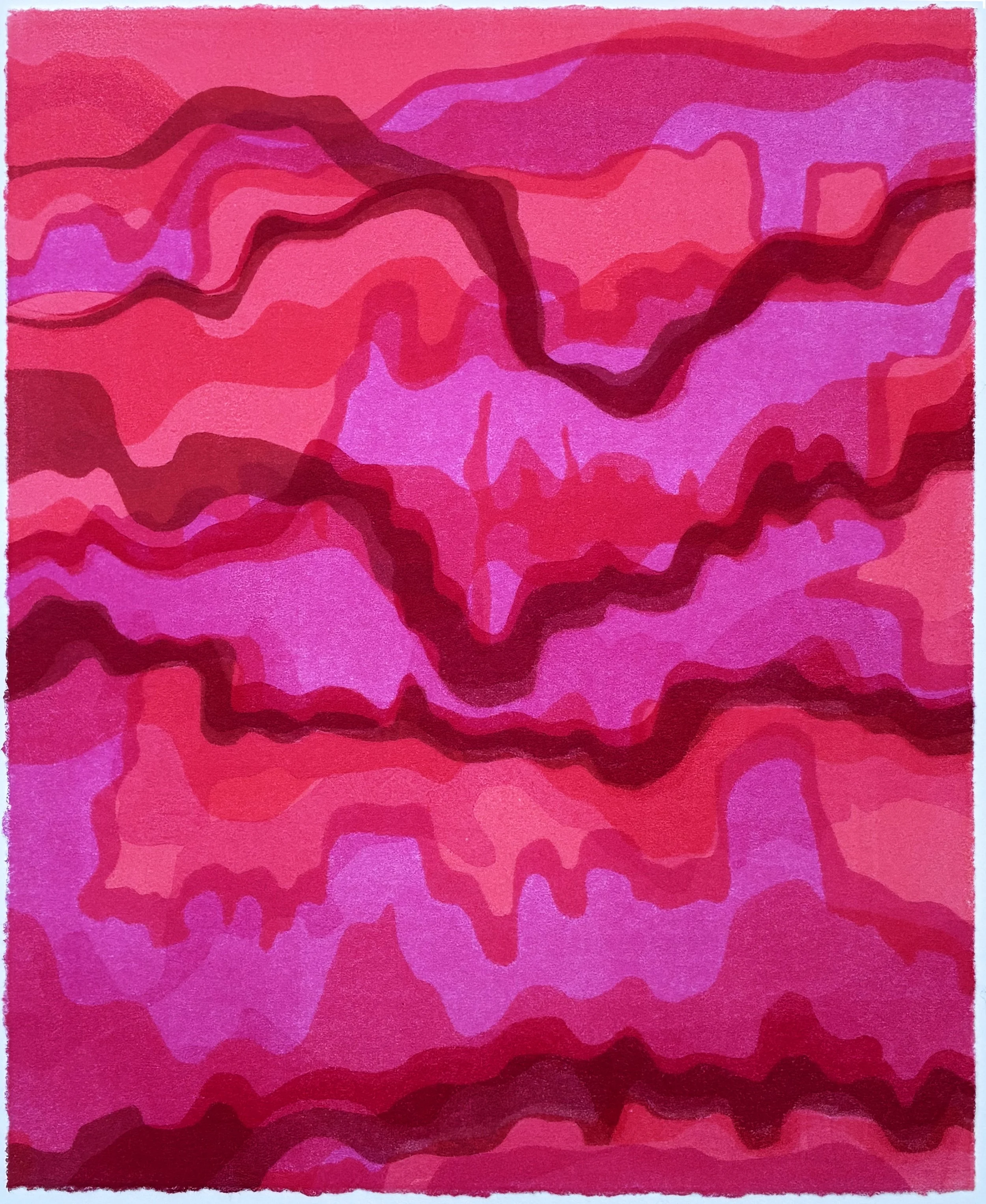 In Time 1. Monotype on paper, 9"x7.5", 2026.