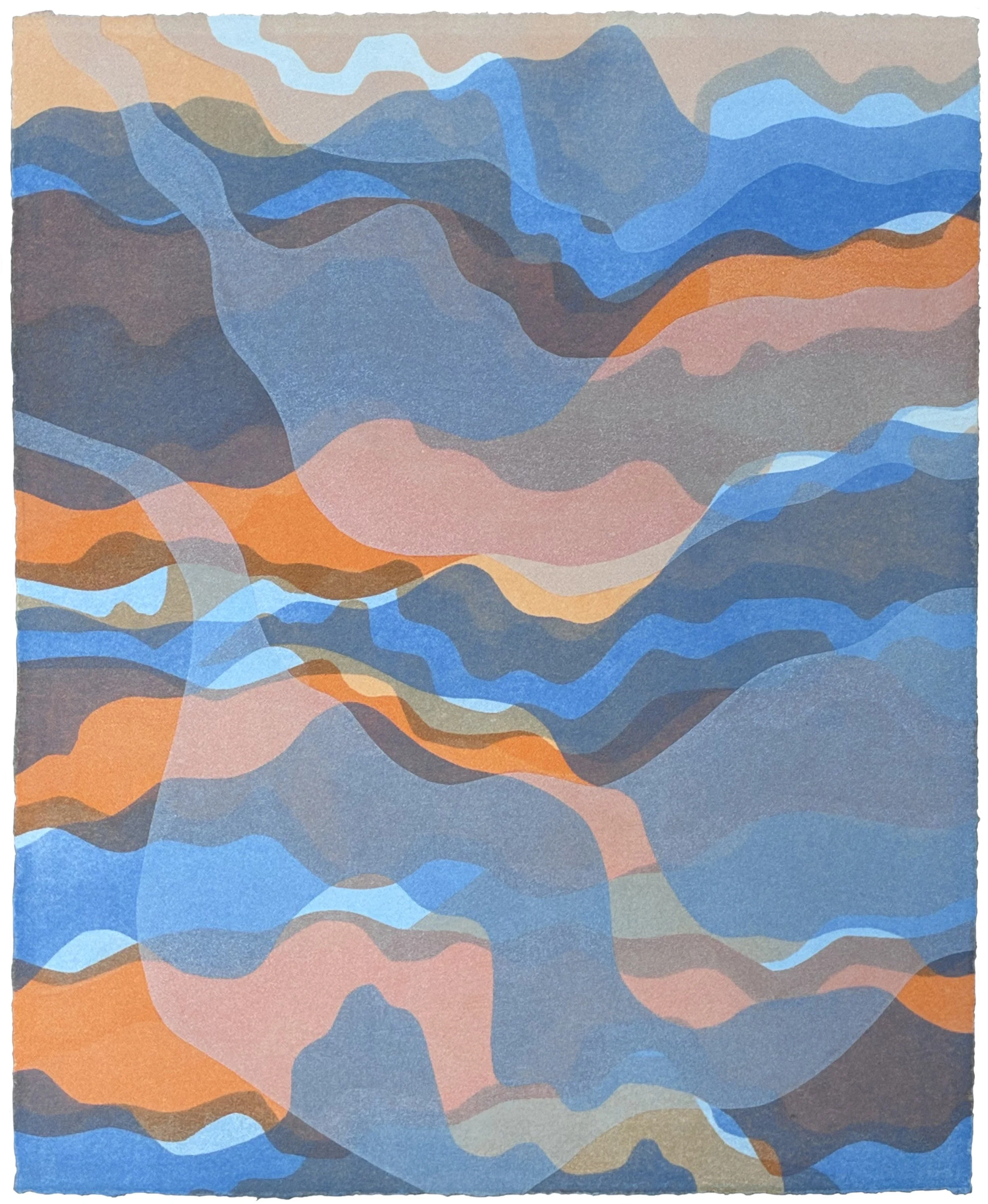 In Time 9. Monotype on paper, 9"x 7.5", 2026.