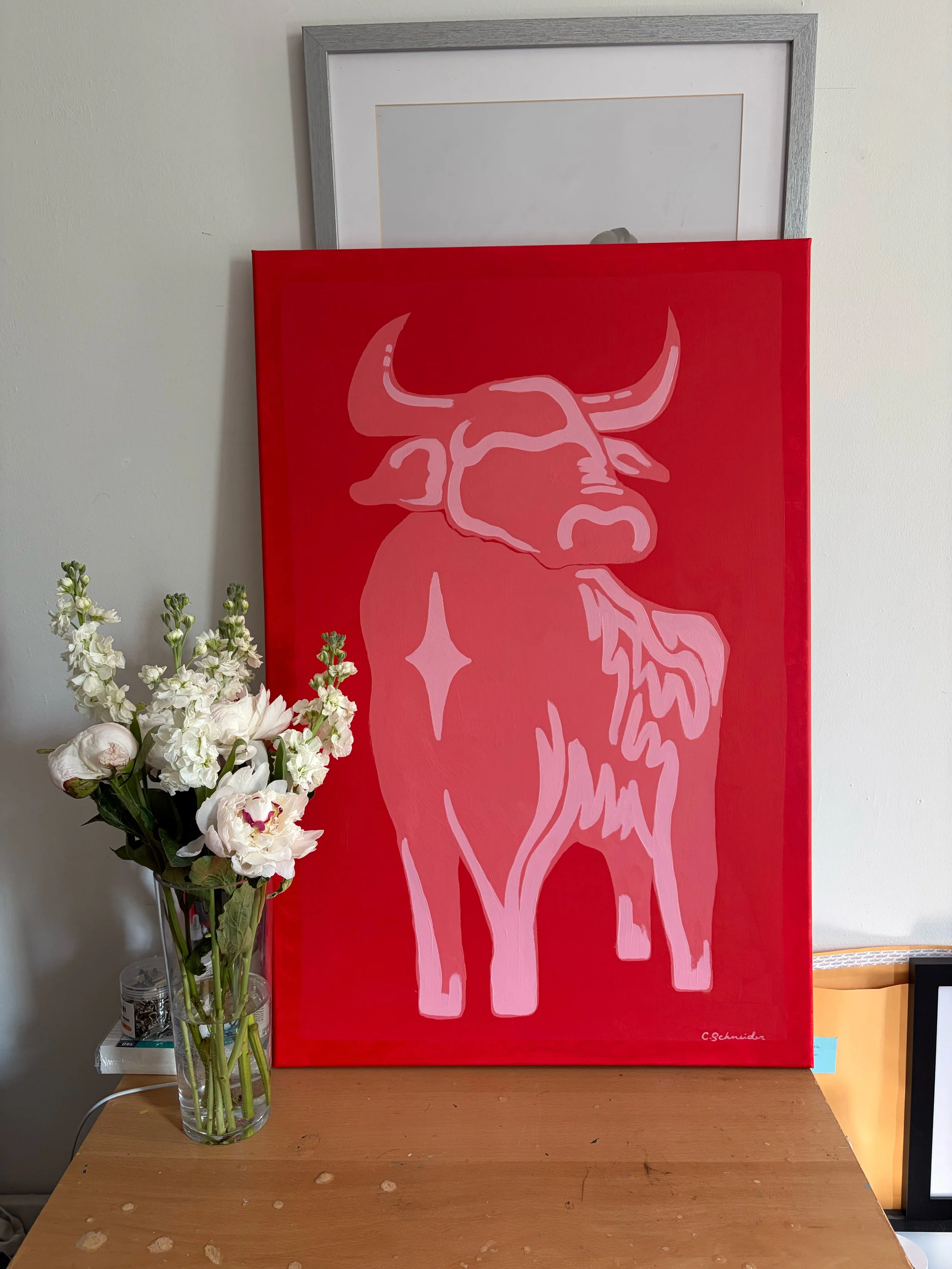 Commission; "El Toro" 24x36" acrylic on canvas