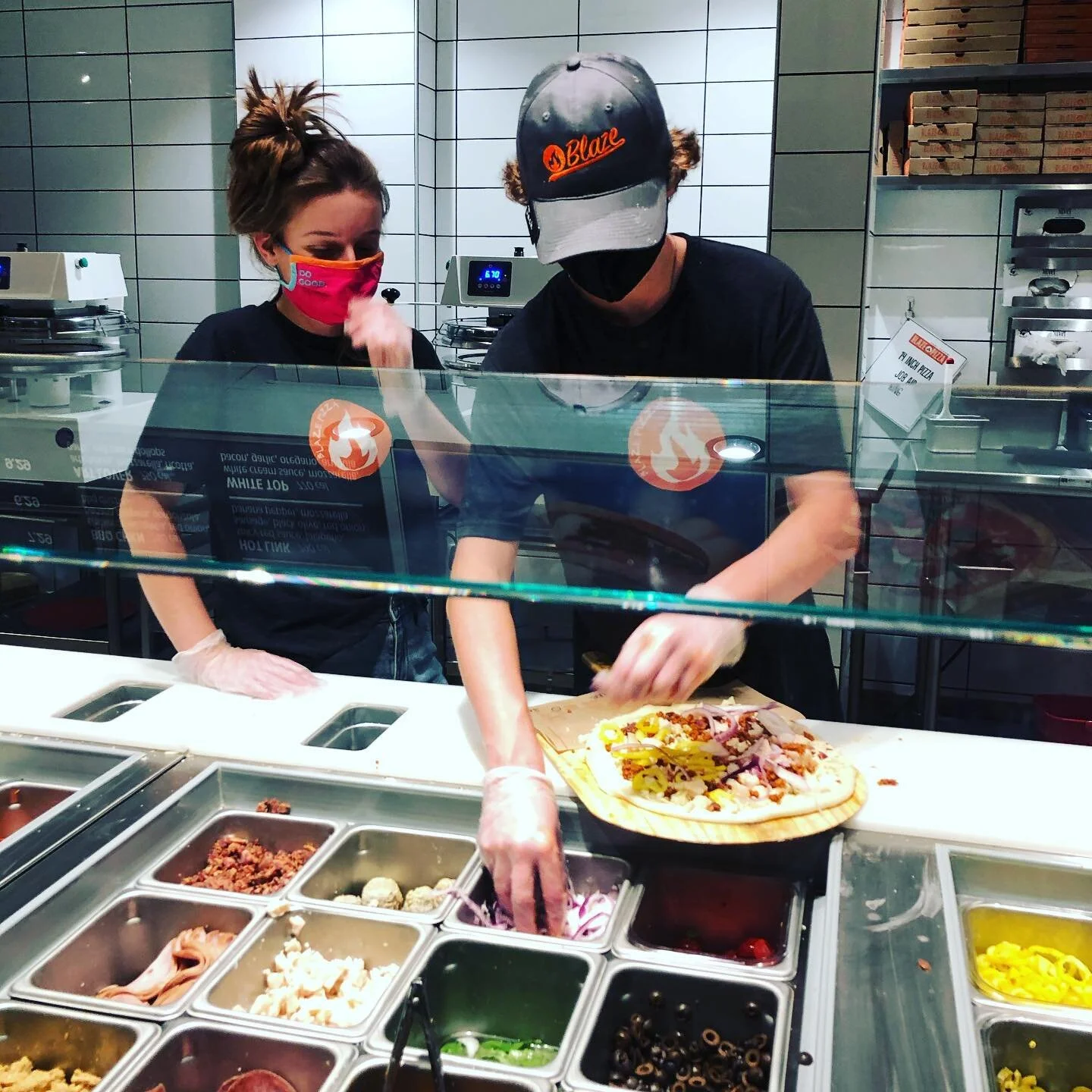 Jack and Pip going freestyle on my pizza. Fun to see them working together. Catch them at Blaze Pizza downtown.