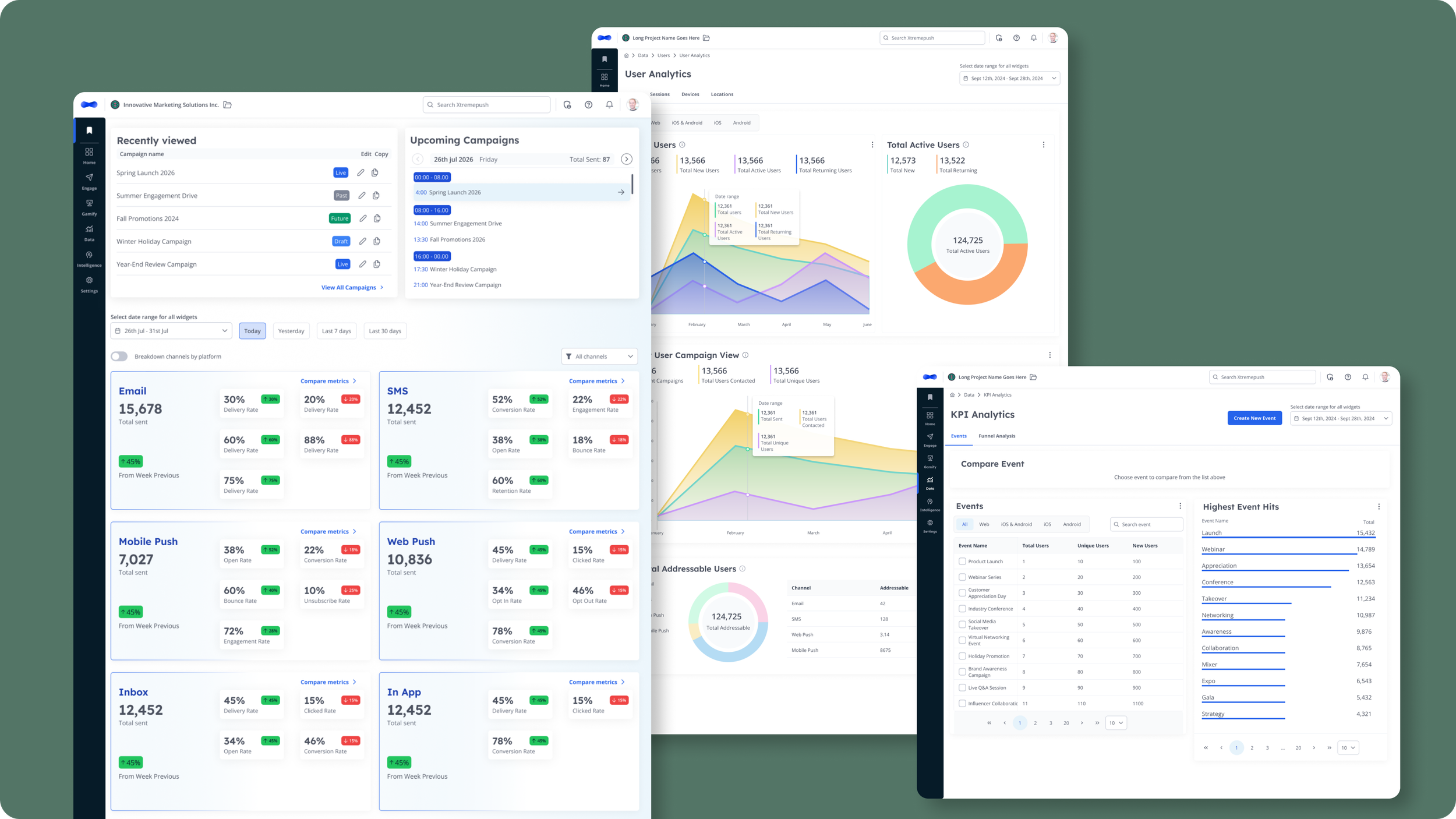 Final redesigned platform screens across navigation, homepage and table views