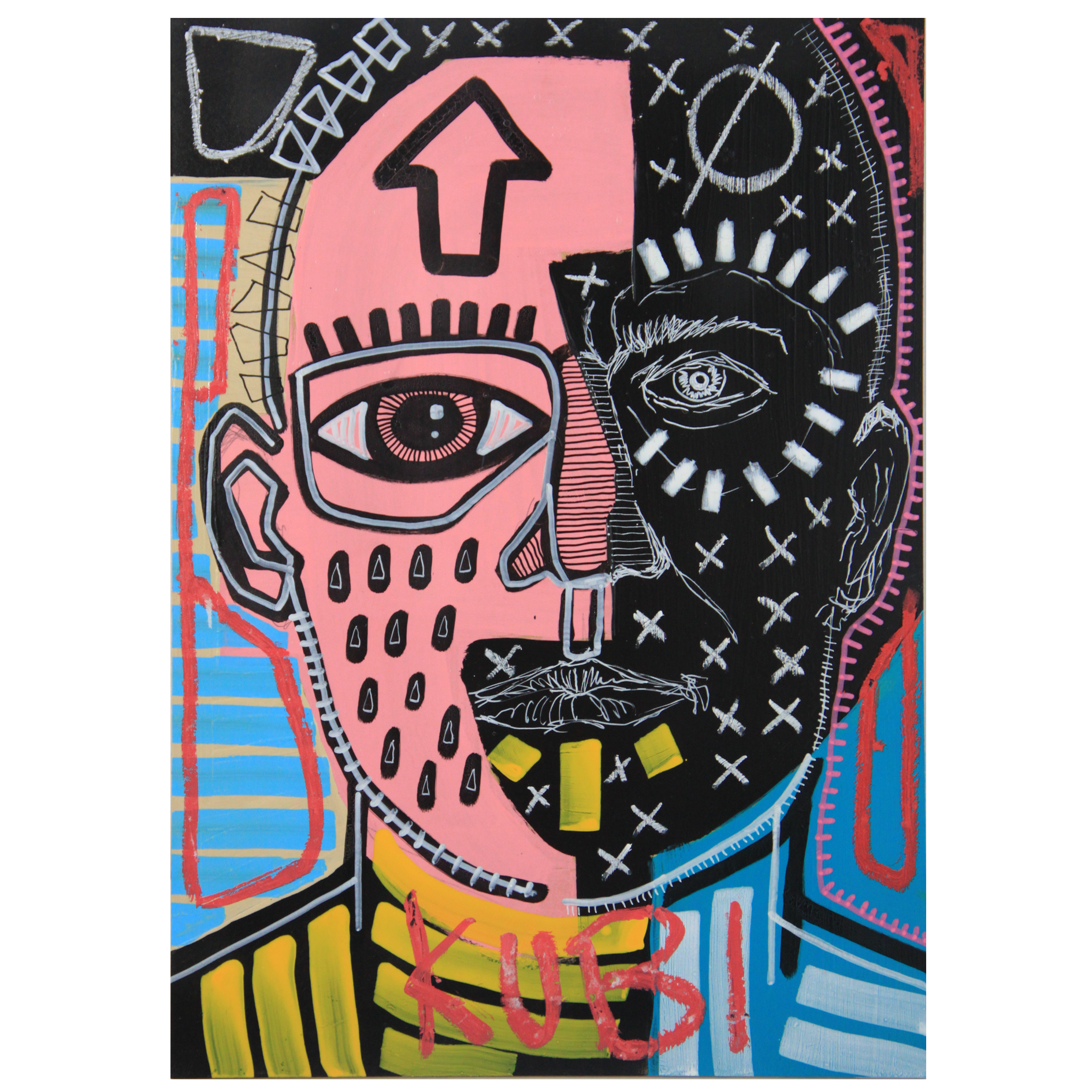 Black & Pink Face [42 x 29.5cm ]