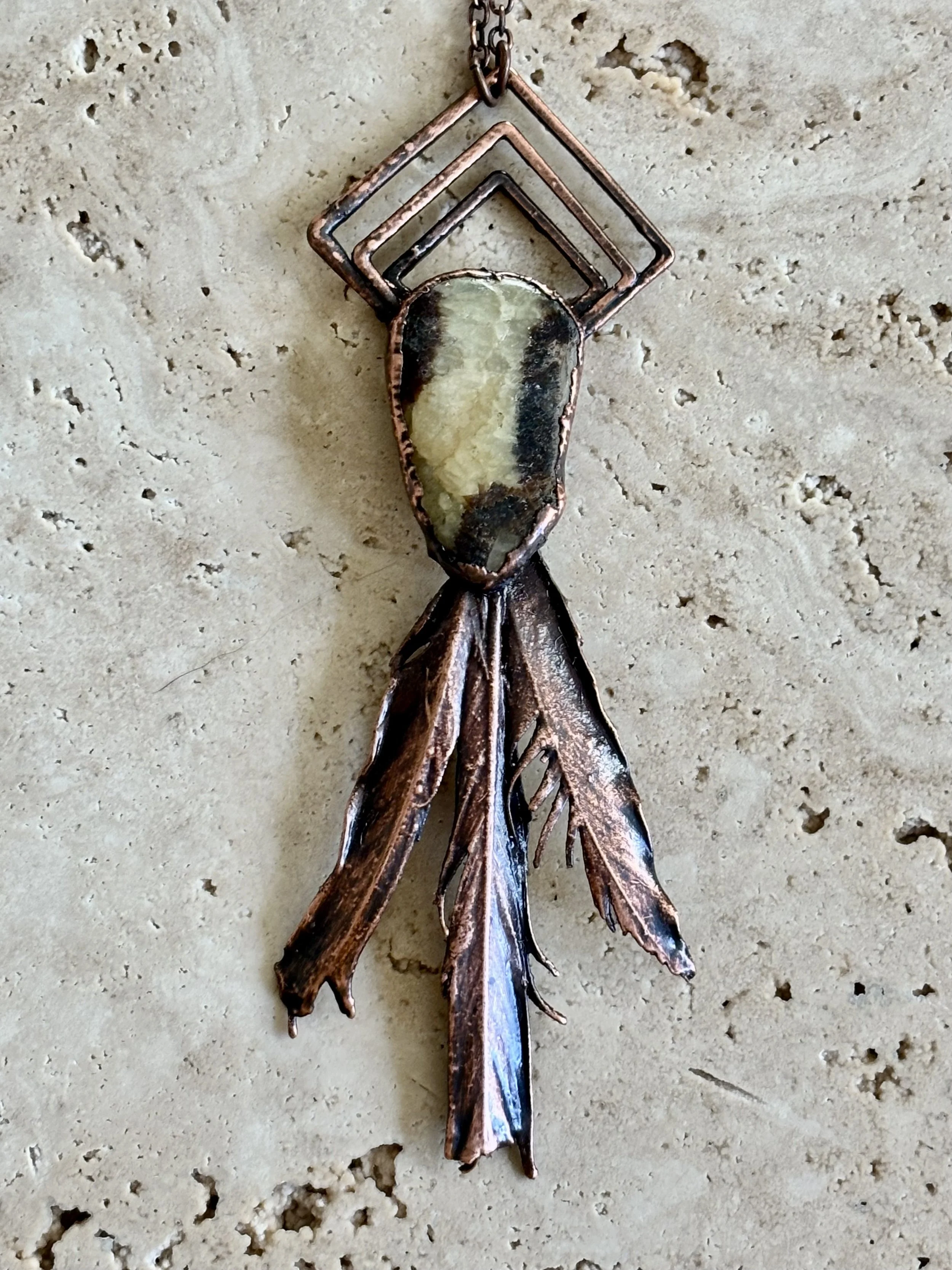 Feathers, Septarian and Copper Necklace