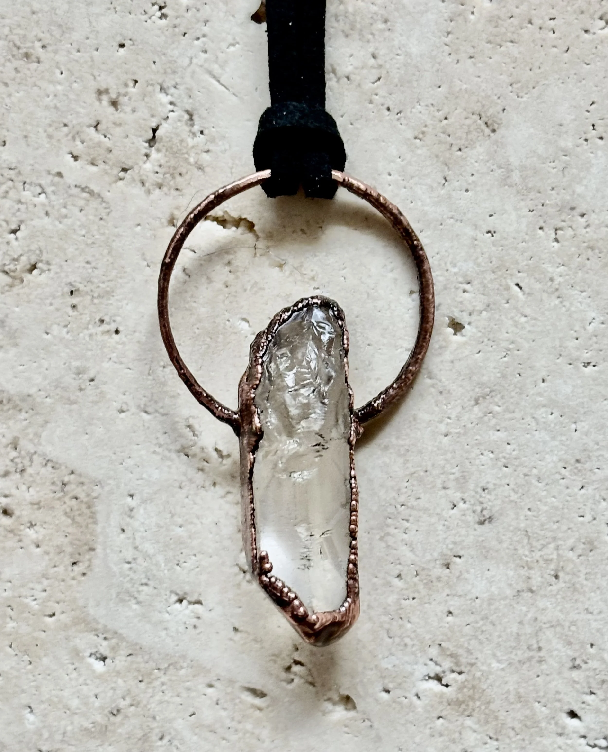 Quartz and Copper Pendant (Circle)