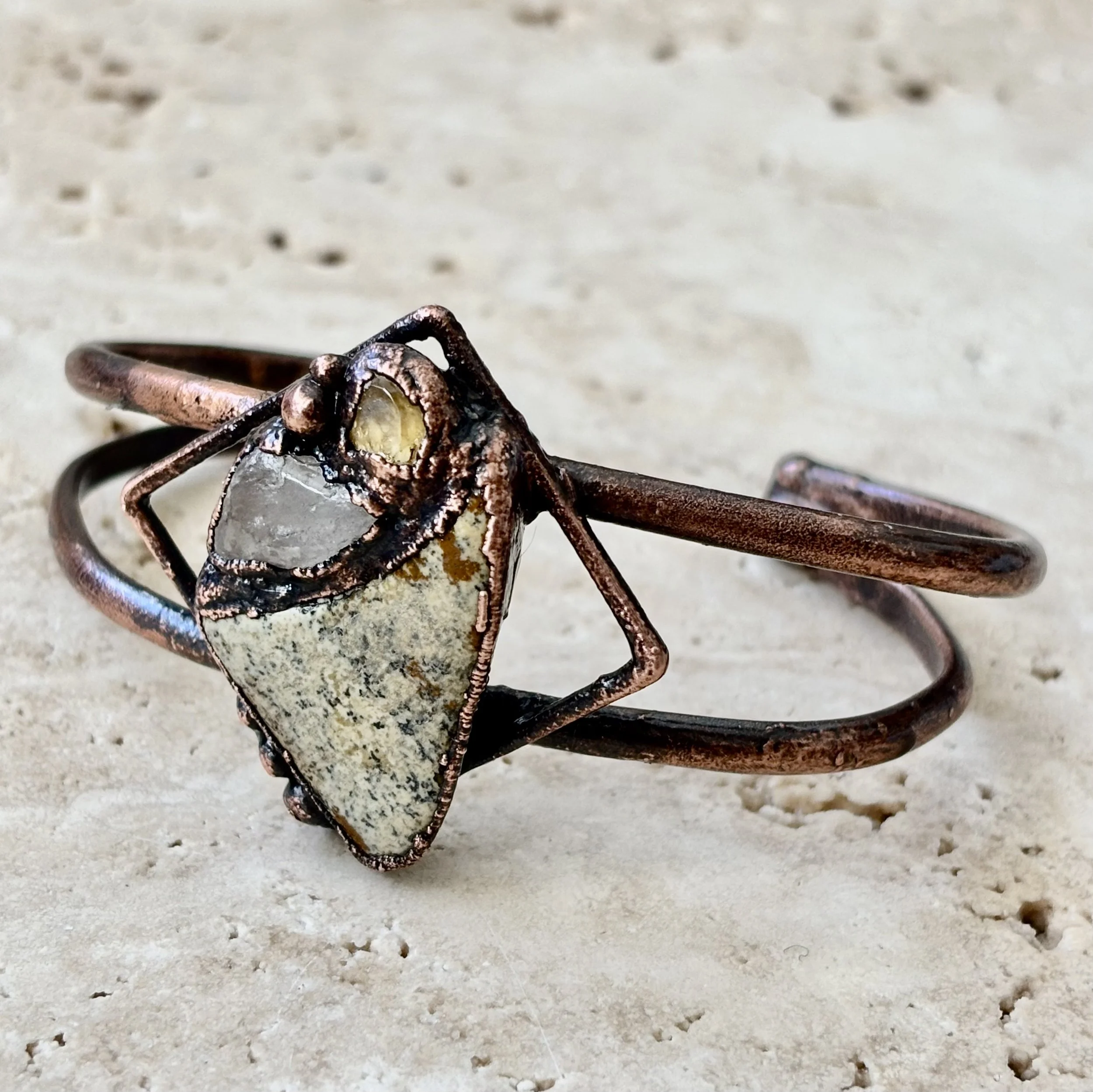 Picture Jasper, Quartz and Citrine Bracelet