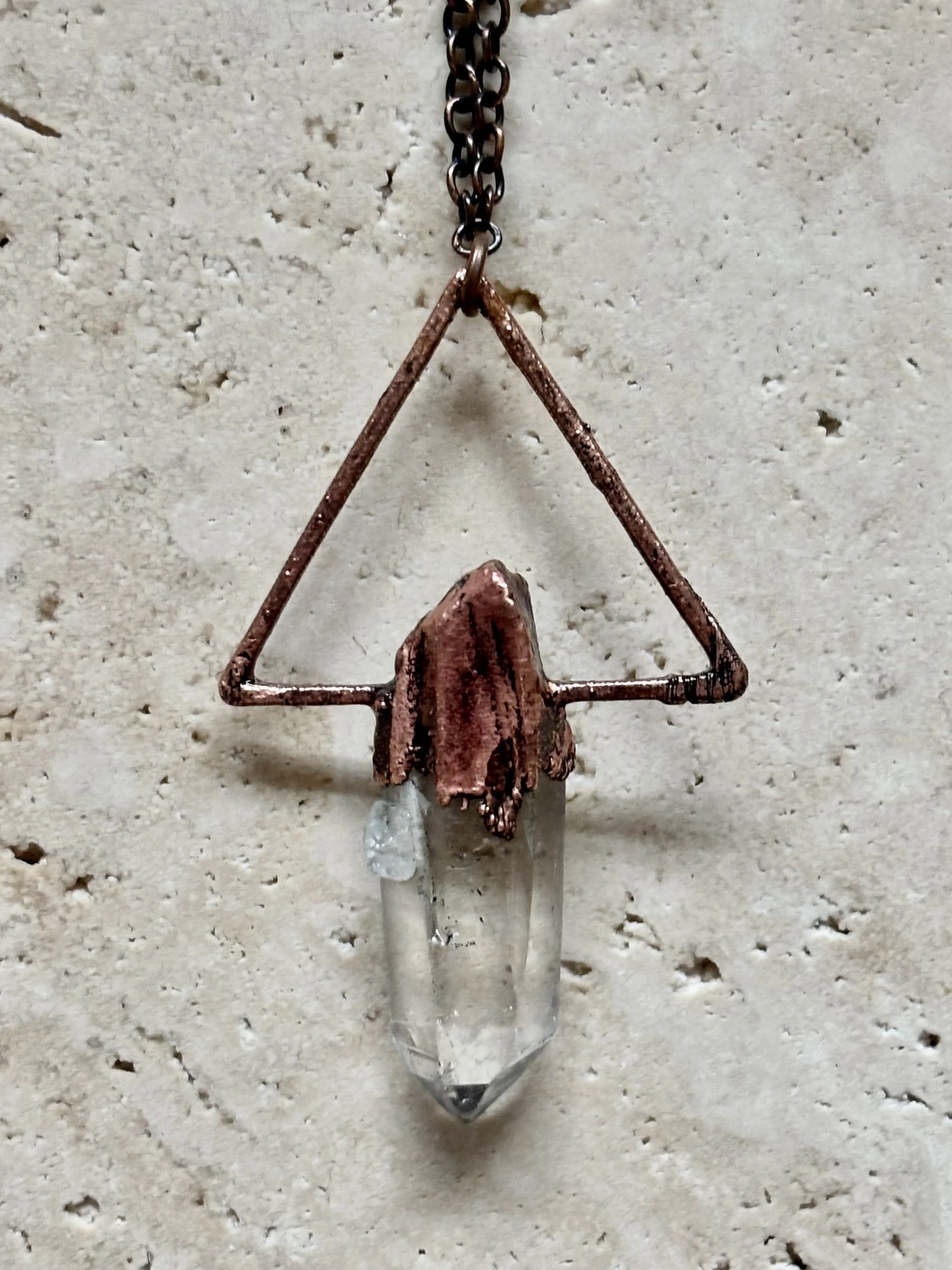 Quartz and Copper Necklace (Triangle)