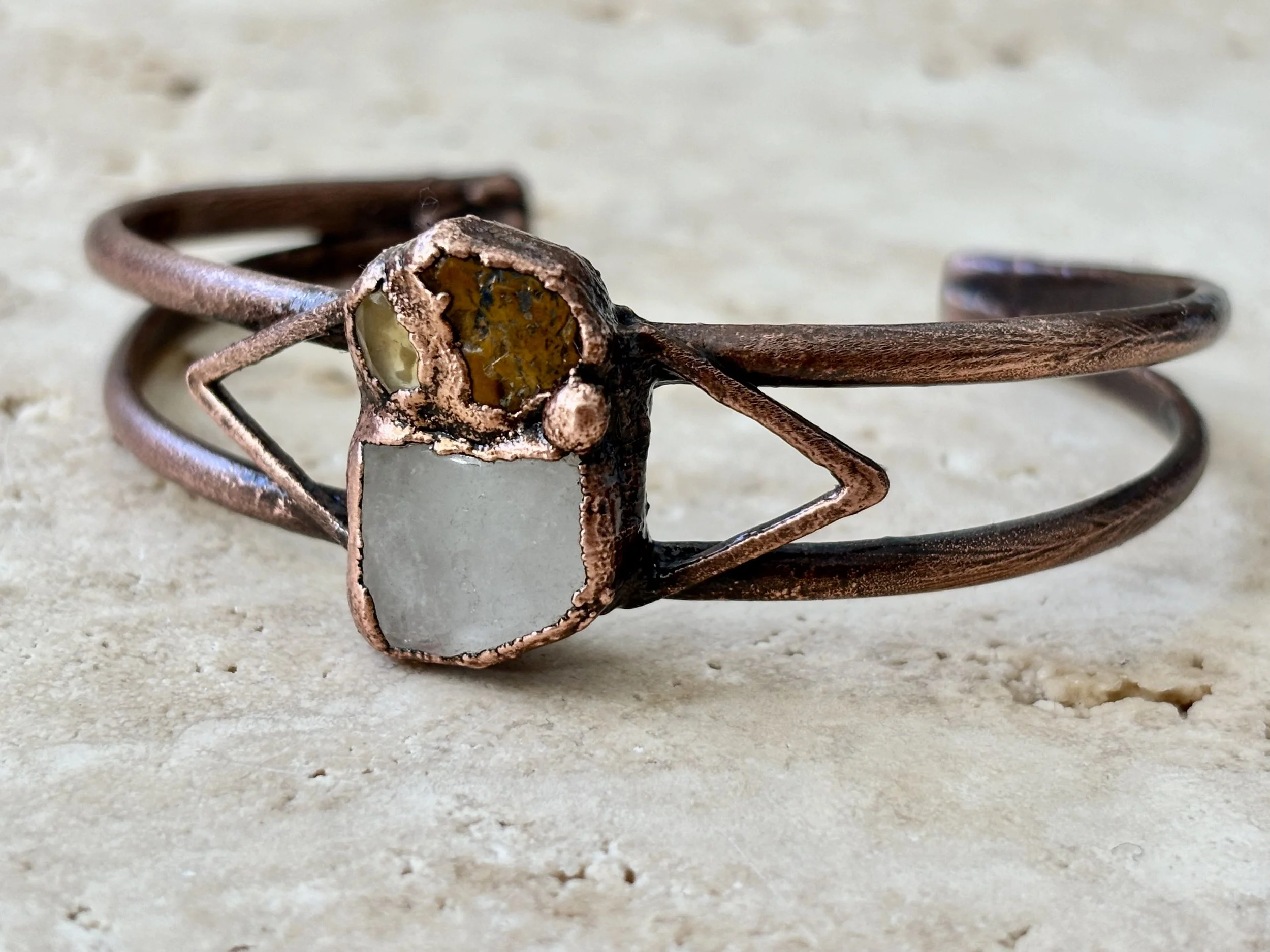 Jasper, Quartz, Citrine, and Copper Bracelet