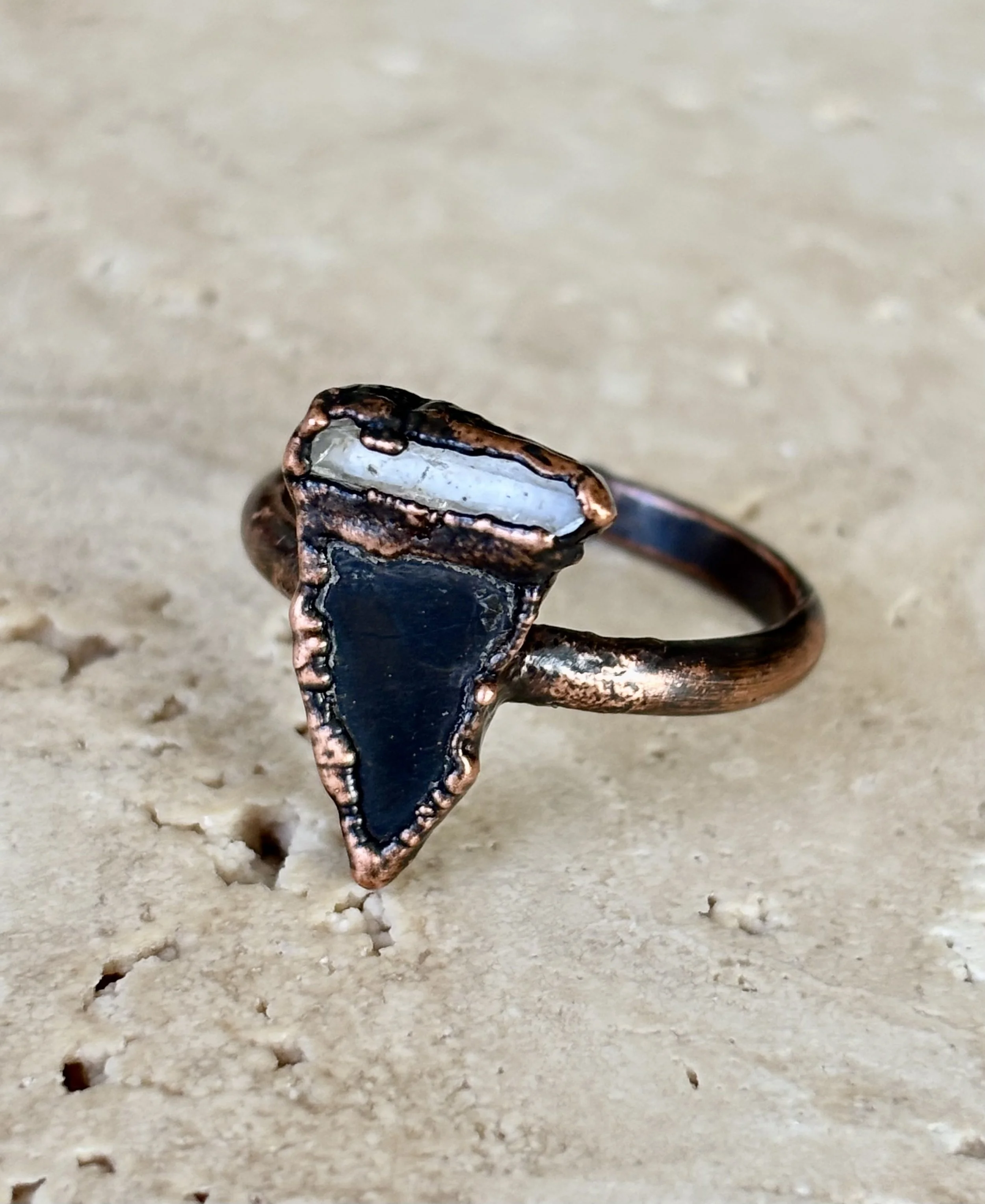 Shungite and Quartz Copper Ring
