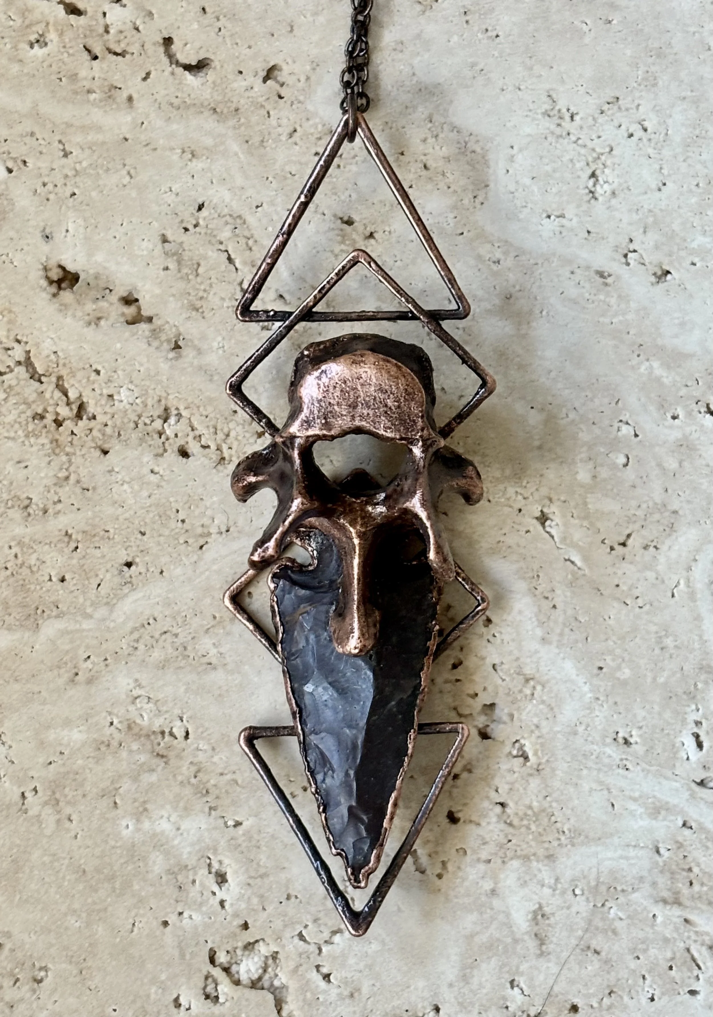 Otter bone and Agate Arrowhead Necklace
