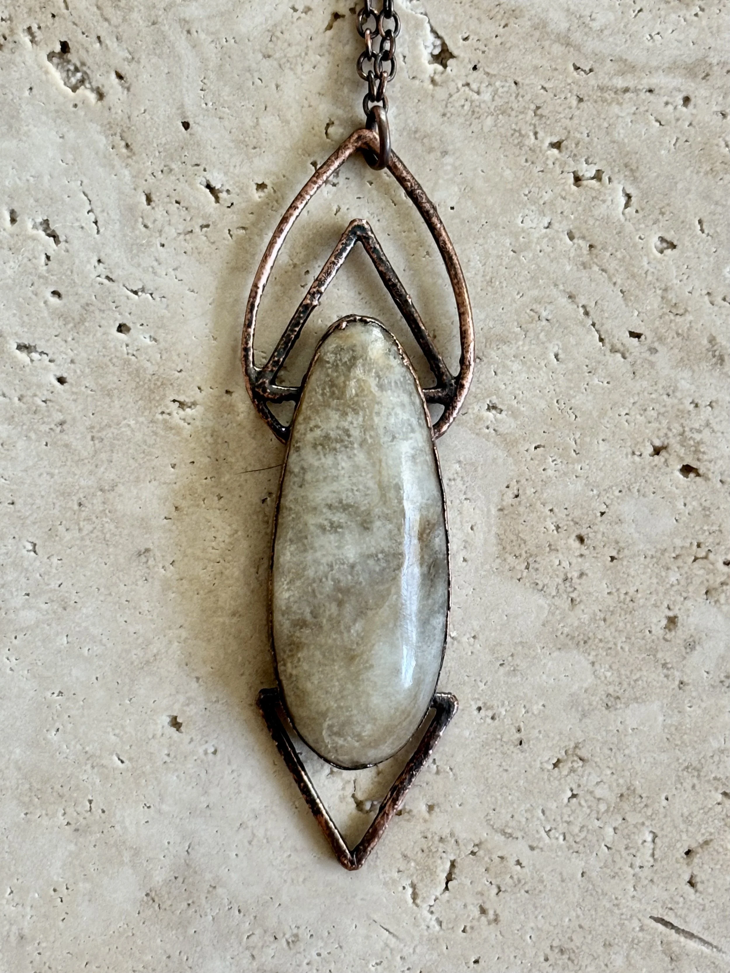 Tan Moonstone and Copper Necklace