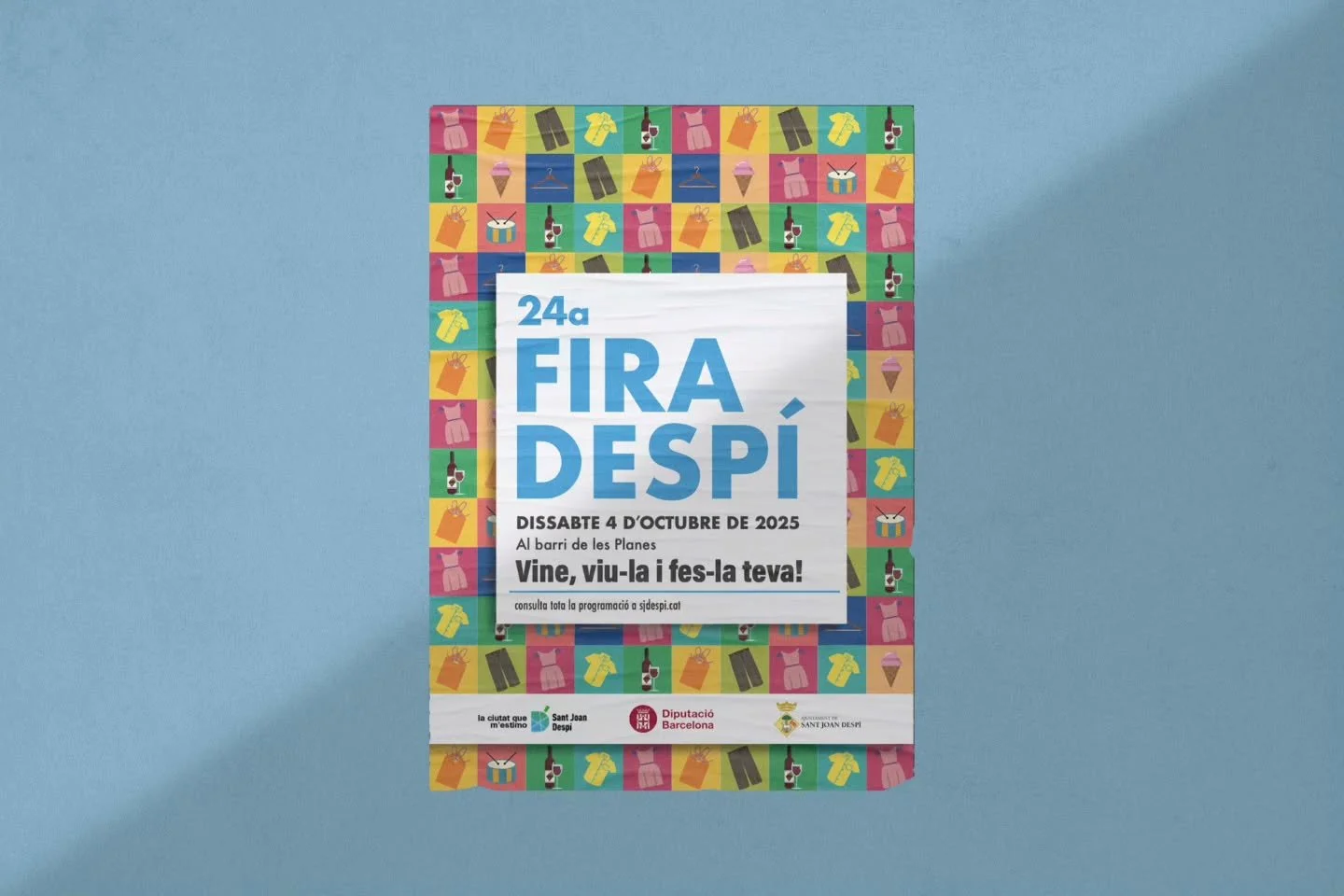 El 4 d&rsquo;octubre Sant Joan Desp&iacute; celebra la 24a FiraDesp&iacute;!

Enguany he tingut la oportunitat de crear el disseny del cartell d&rsquo;aquesta gran festa del comer&ccedil; local.