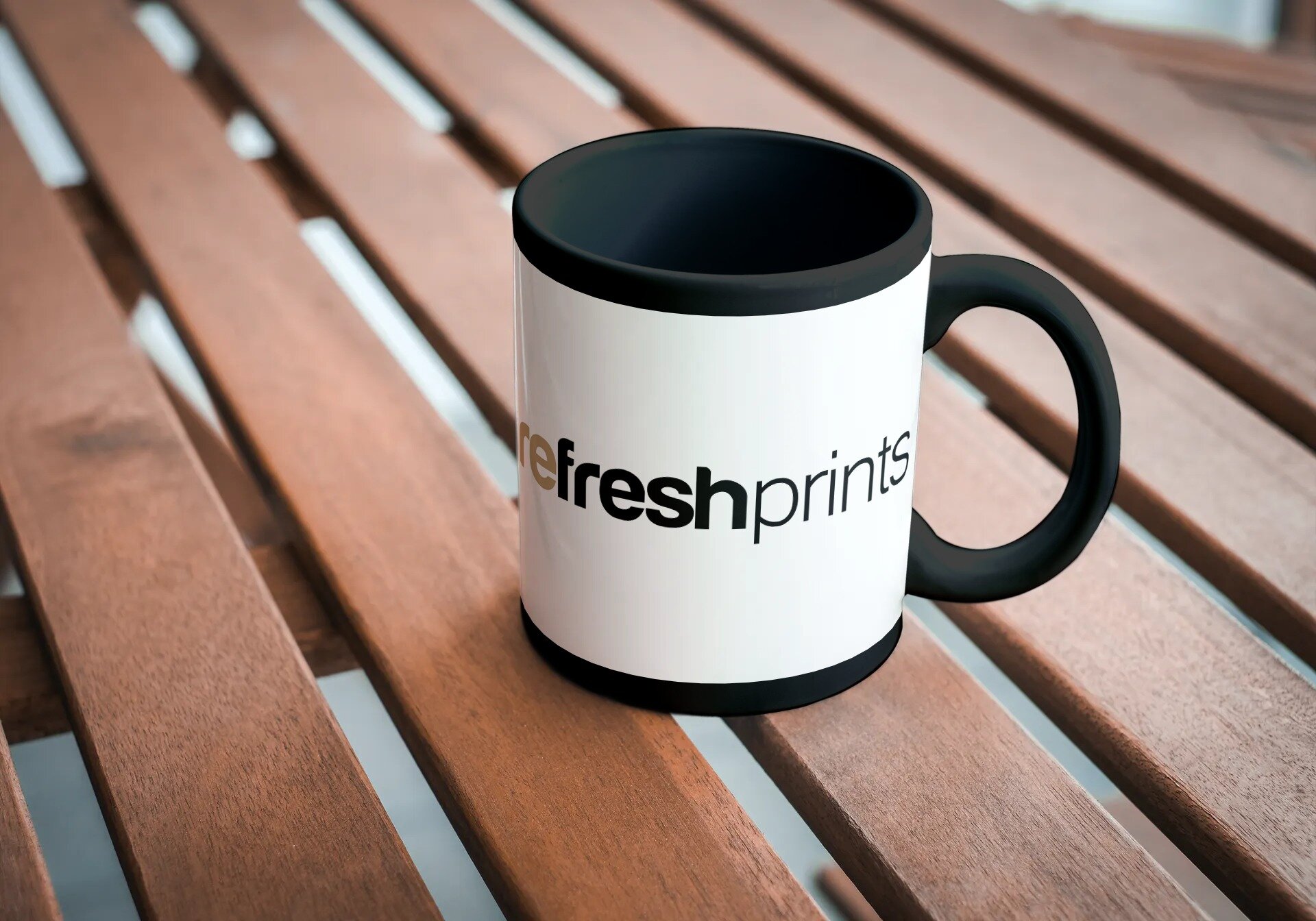 Branded 11oz Black Panel Mug