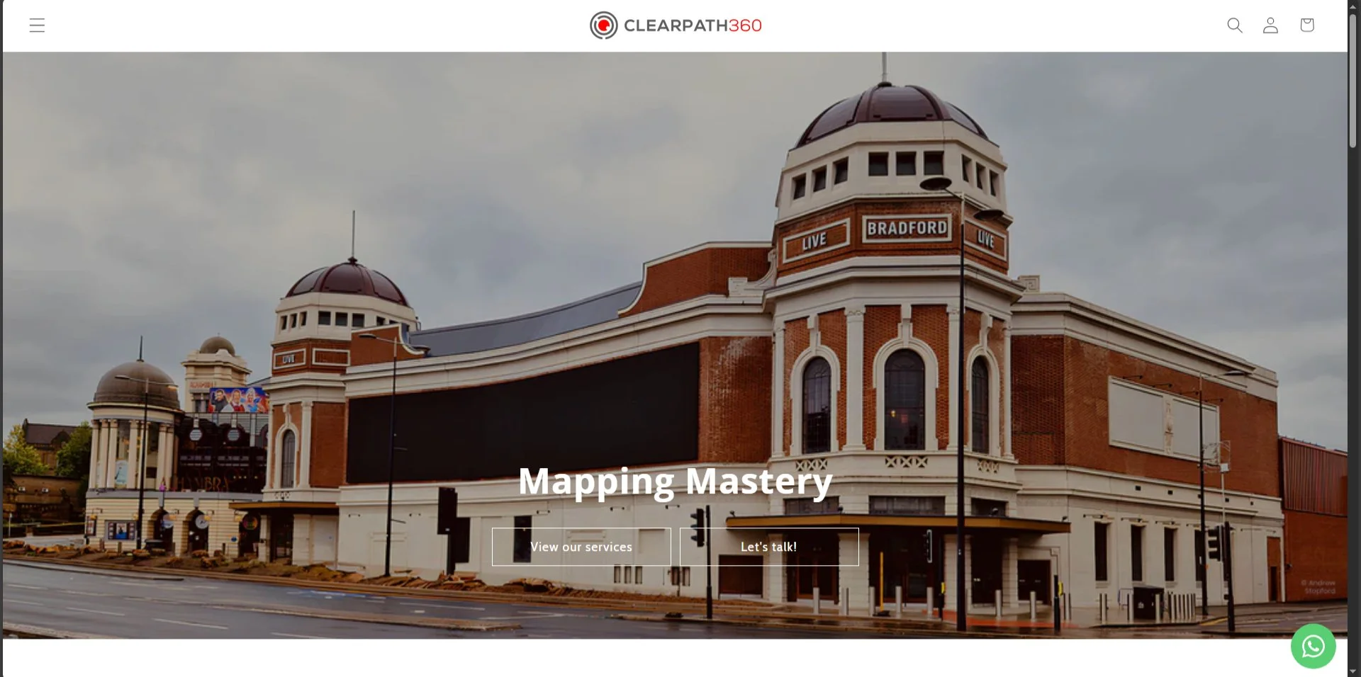 A screenshot of the homepage for the ClearPath360 webpage