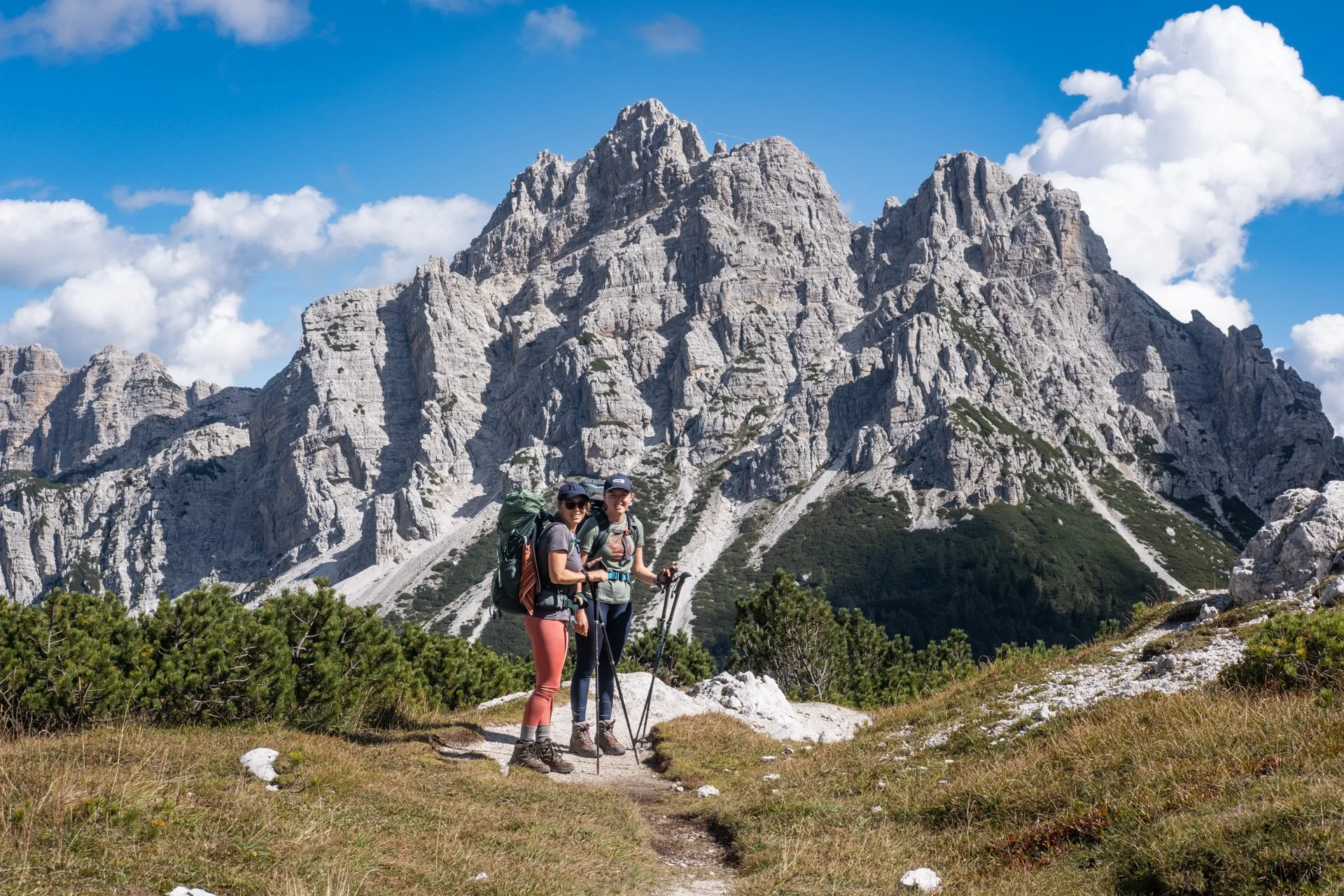 We've stopped taking bookings for the Alta Via 1 in 2026 at this point, but here are some reminder photos of that epic trek in the stunning Dolomites, to get you thinking about 2027!