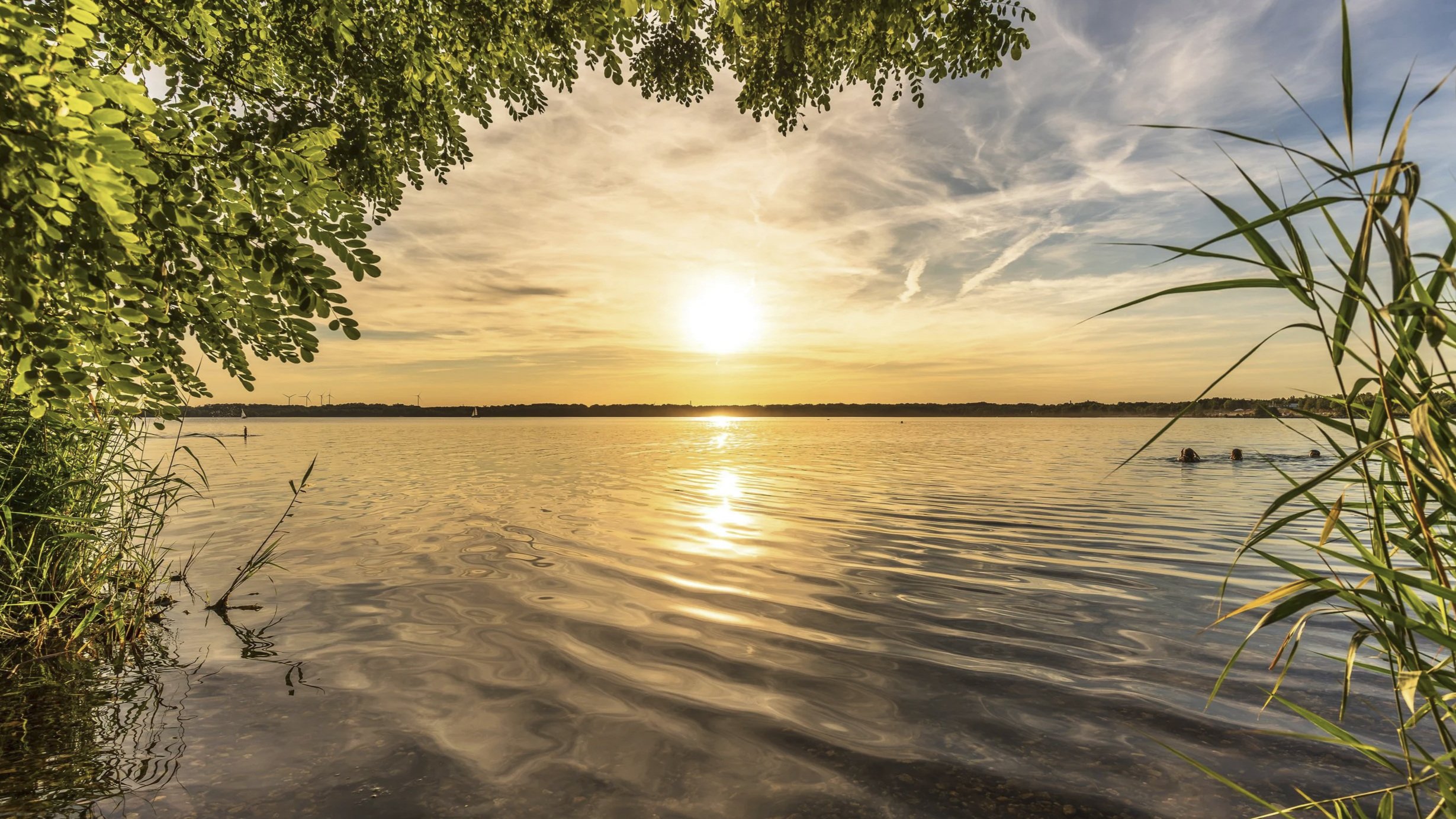 Sunset at the Cospudener Lake