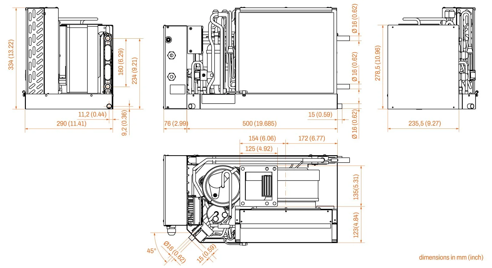 Frigomar SCU16 Dimensions