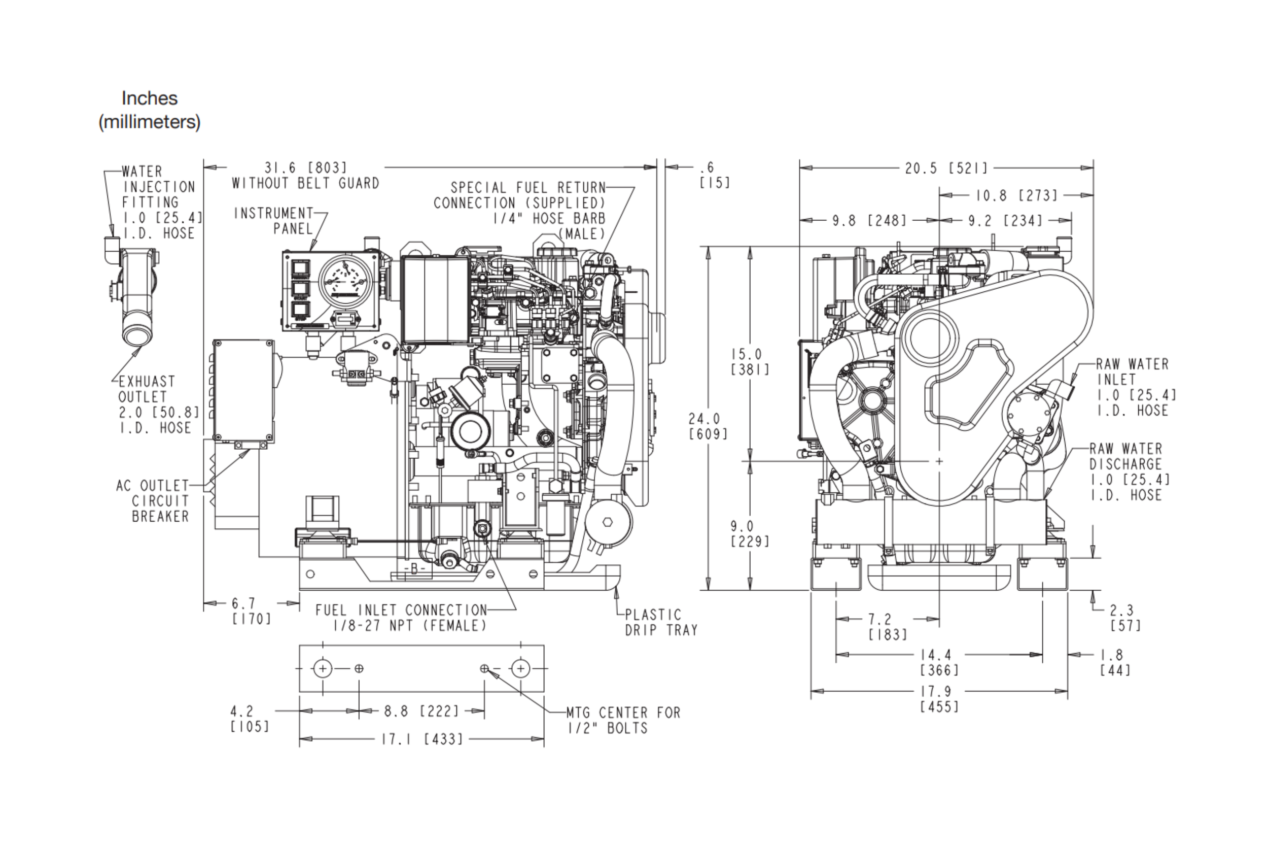 Westerbeke 8.8 Dimensions