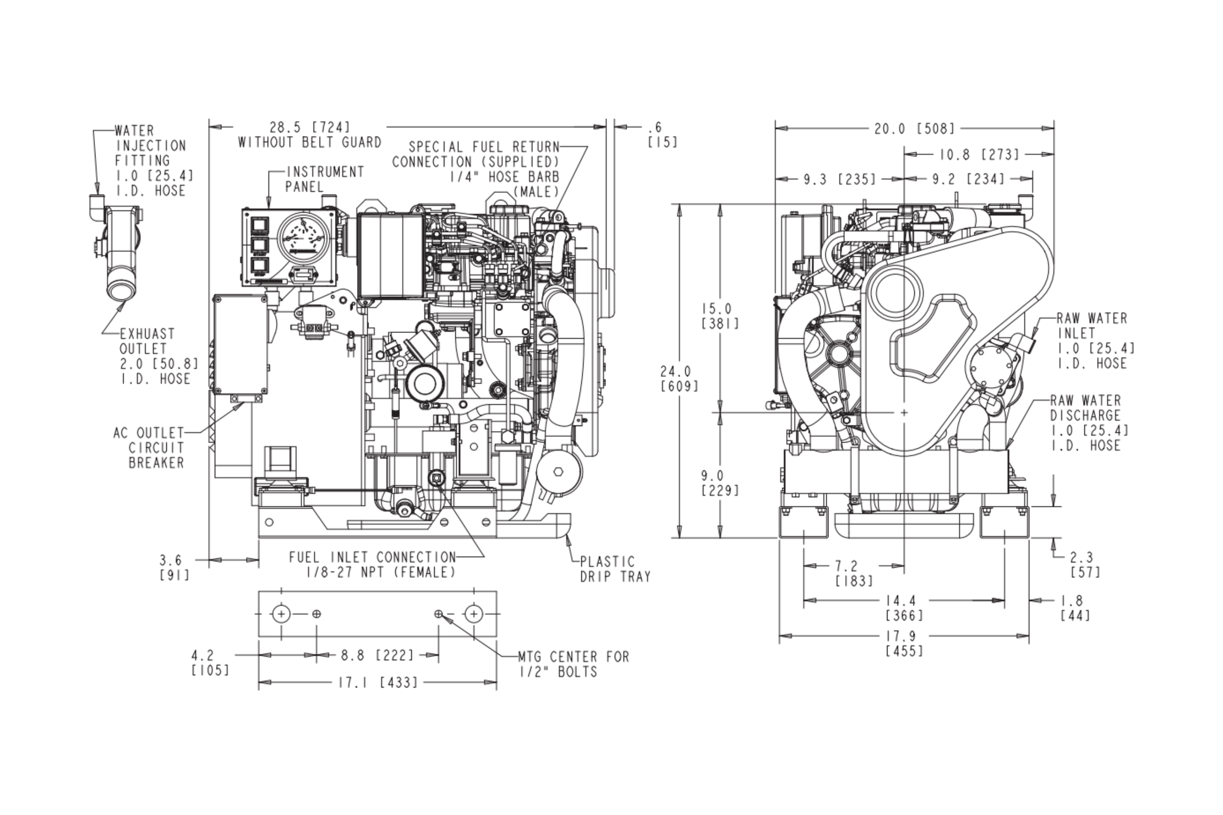 Westerbeke 6.0 Dimensions