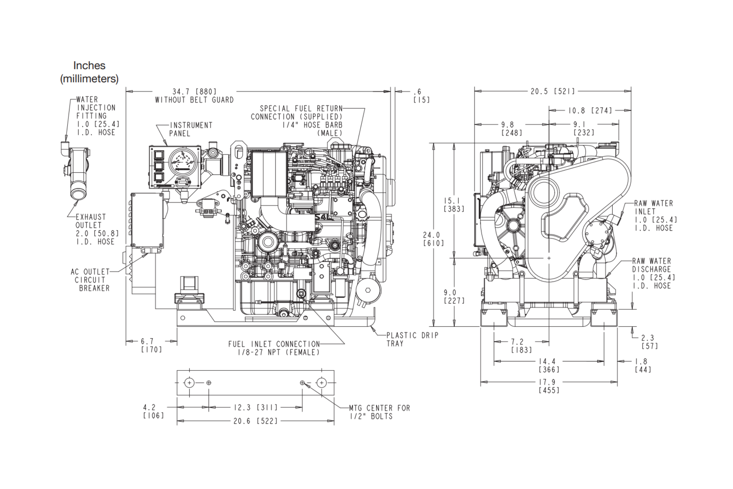 Westerbeke 10.3 Dimensions