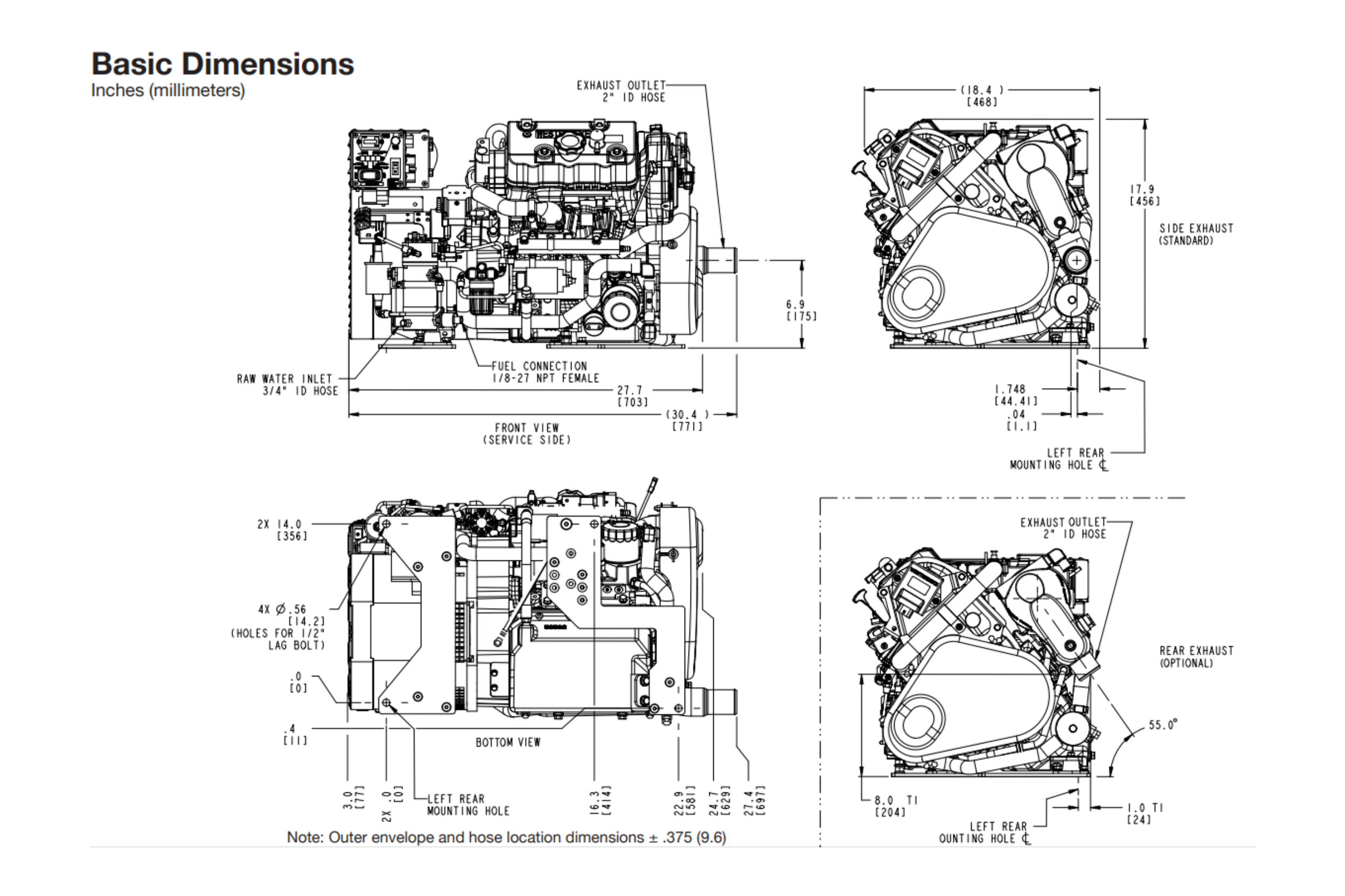 Westerbeke 6.2 Dimensions
