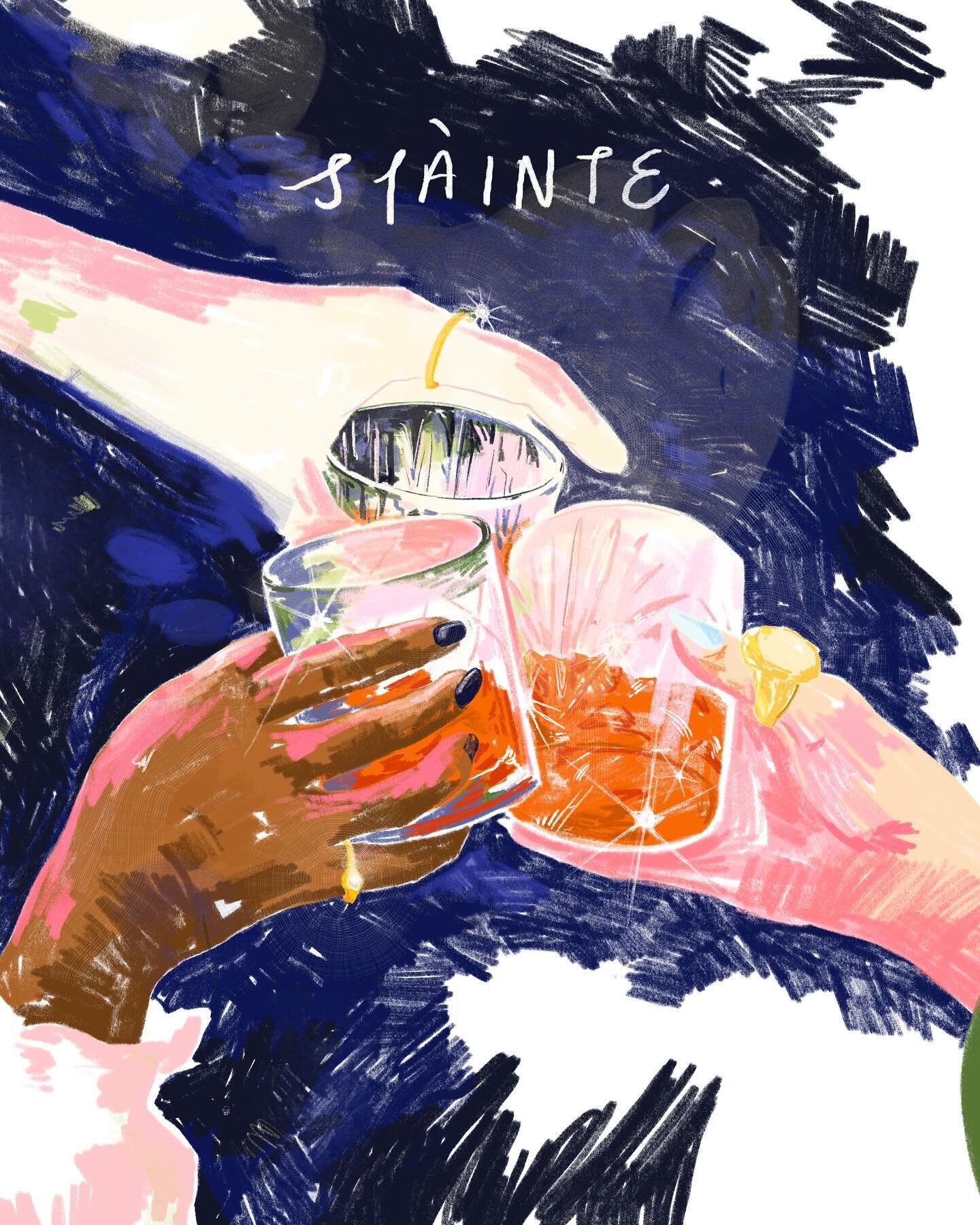 Sl&agrave;inte 
. 
To your health 🍻 chin up it&rsquo;s almost the weekend 🥃 I
.
Im realllly loving that sketchy texture coming through, I feel like this illo really looks like it&rsquo;s straight out my sketchbook - albeit with hours more work in i