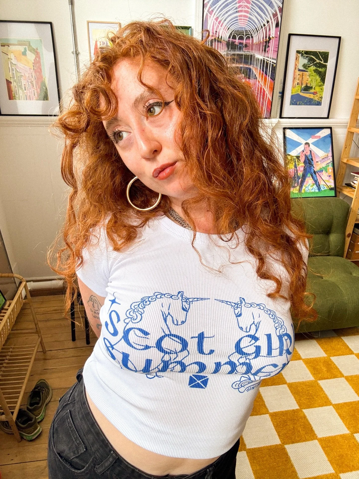 Scot girl summer baby tees are coming back 🏴󠁧󠁢󠁳󠁣󠁴󠁿💚 
.
.
.
And they&rsquo;re bringing their big sis with em. I&rsquo;m so excited to relaunch these, as a big fat manifestation for some summer weather here SOON. 
.
.
The same crop tees from la