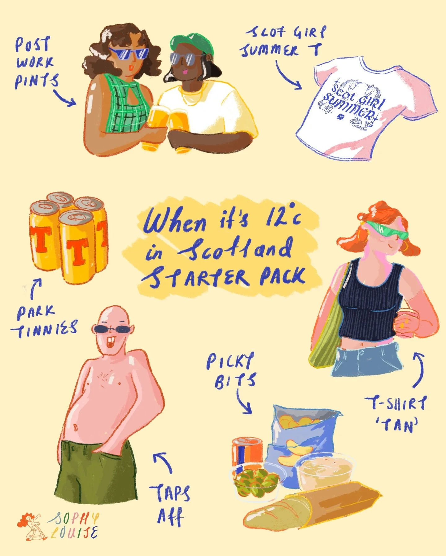 Costa del Scotland bingo card. Have seen 6/6 already hehehehe
.
.
.
I can&rsquo;t express how much I fkn ADORE the way a single day of sunshine completely shifts the vibes here. It&rsquo;s ridiculous , it&rsquo;s instant and I can&rsquo;t say a thing