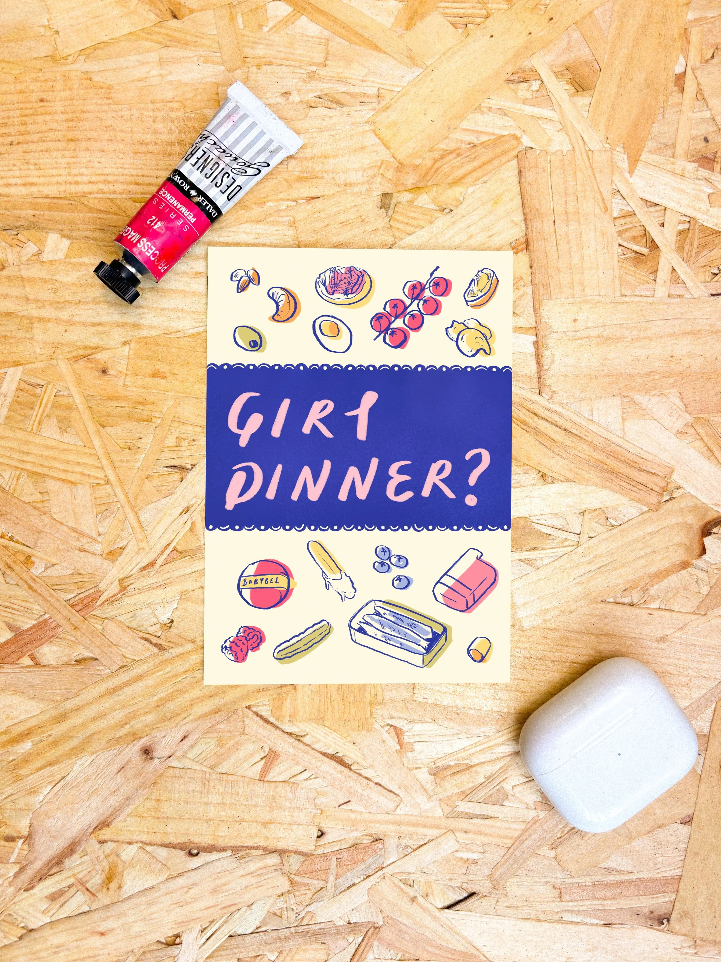 Girl Dinner Postcard
