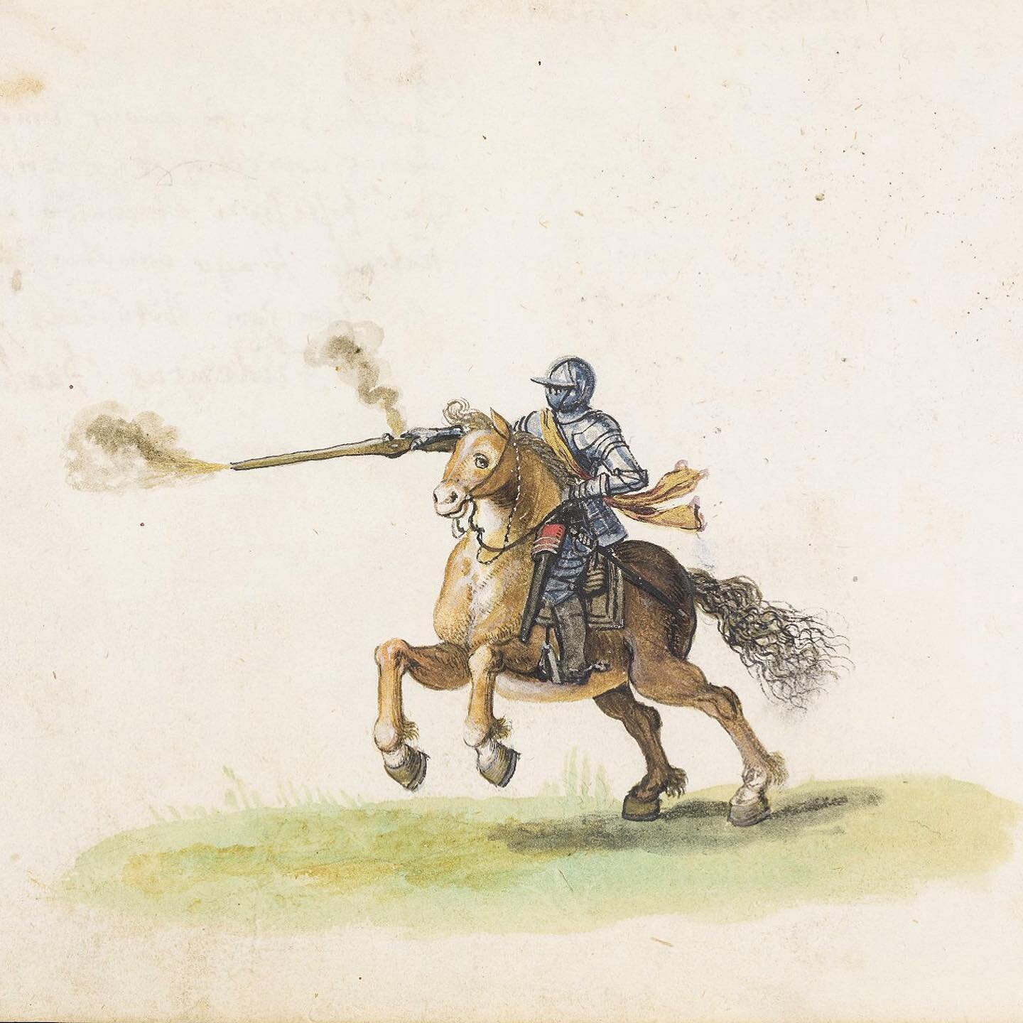 A Knight in Armour in the City of London, from the exquisite 17th-century &lsquo;Album Amicorum&rsquo;, or &lsquo;Friendship Album&rsquo;, of Michael van Meer 🛡⁣
⁣
These types of record are amongst my favourites: meticulous sketches and whimsical wa