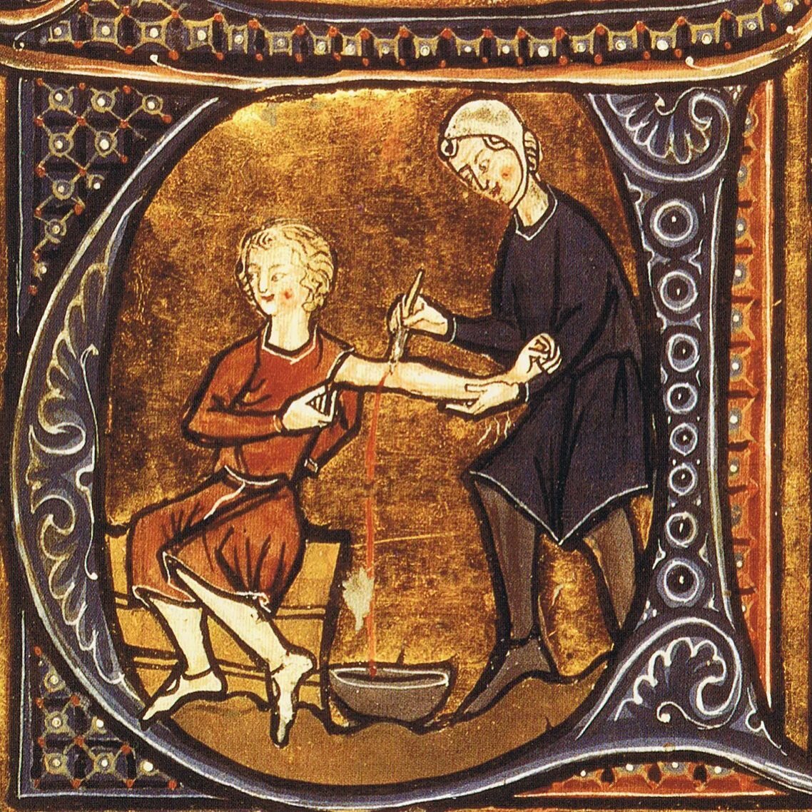 Fully vaccinated, in a process slightly less traumatic than the individual in this image from a 13th-century French manuscript is undergoing 😳⁣
⁣
As those of you who&rsquo;ve been here for a little while know, I caught Covid last March and am one of