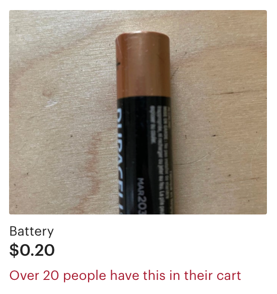 Mass Ghost-Carting a Battery on Etsy
