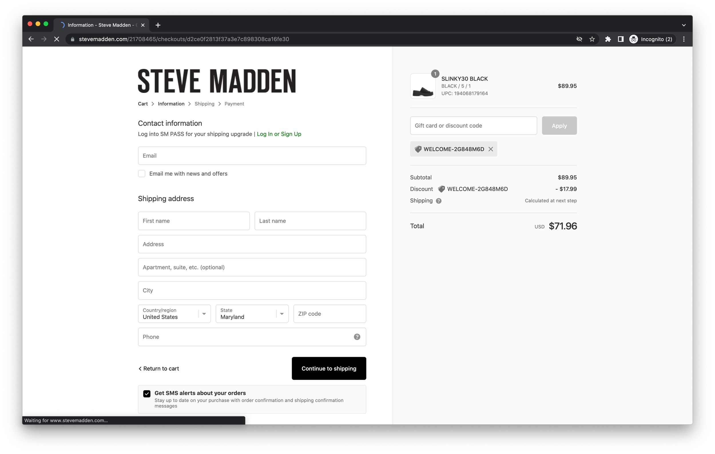 Example of Promo Code Abuse on Steve Madden