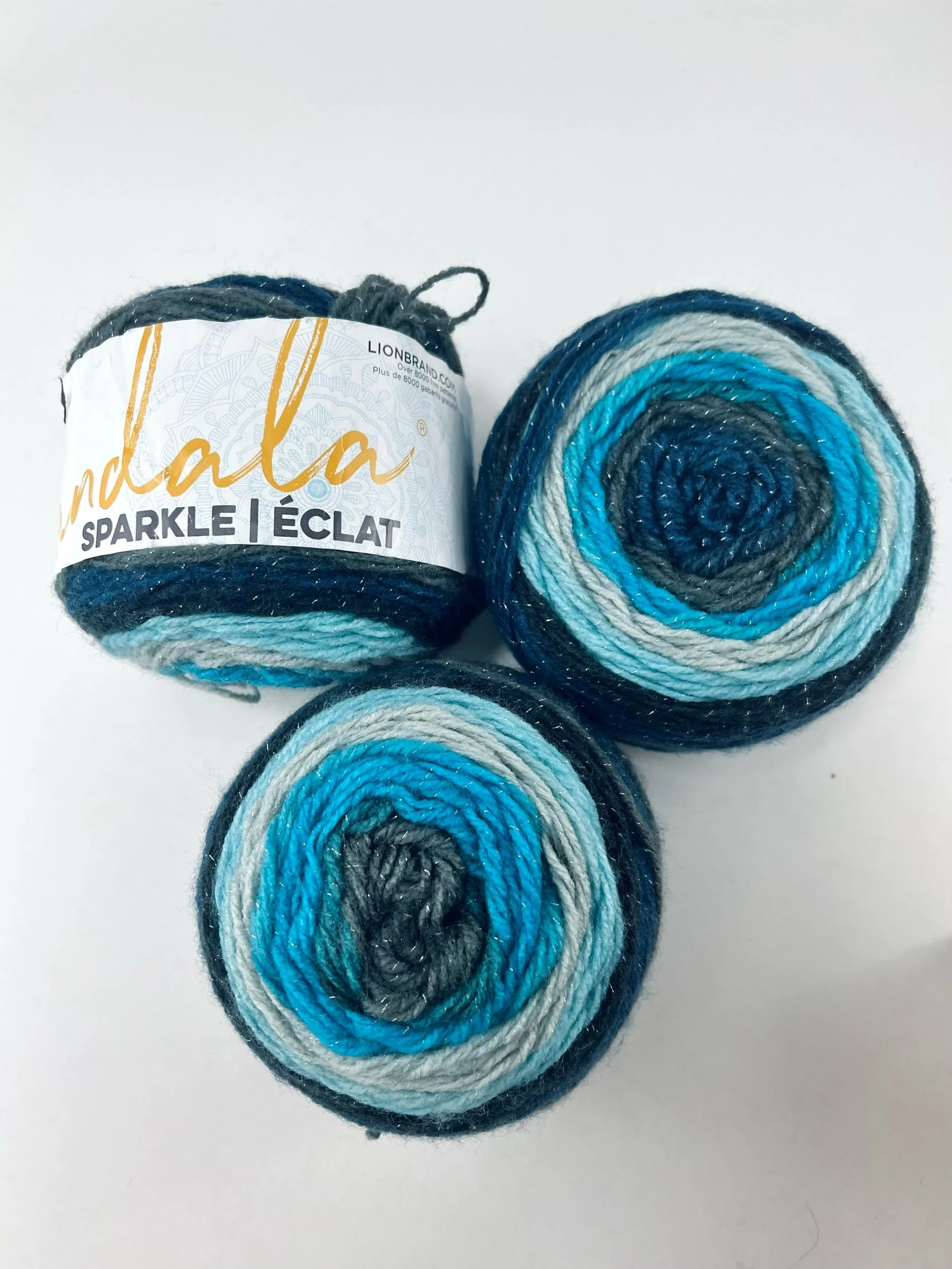 3 Skeins Lion Brand Mandala Sparkle Acrylic Yarn