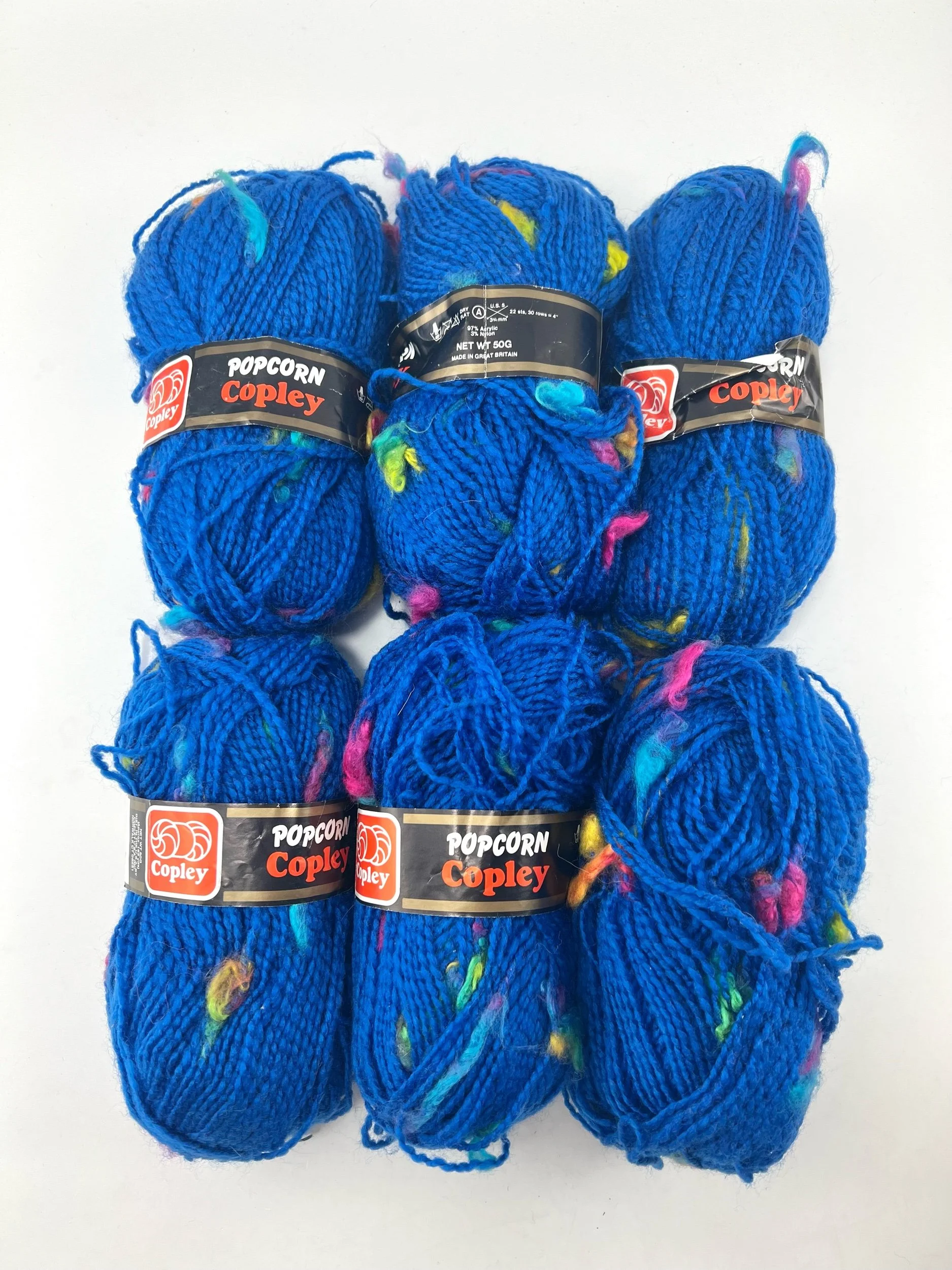 6 Skeins Copley Popcorn Acrylic Yarn