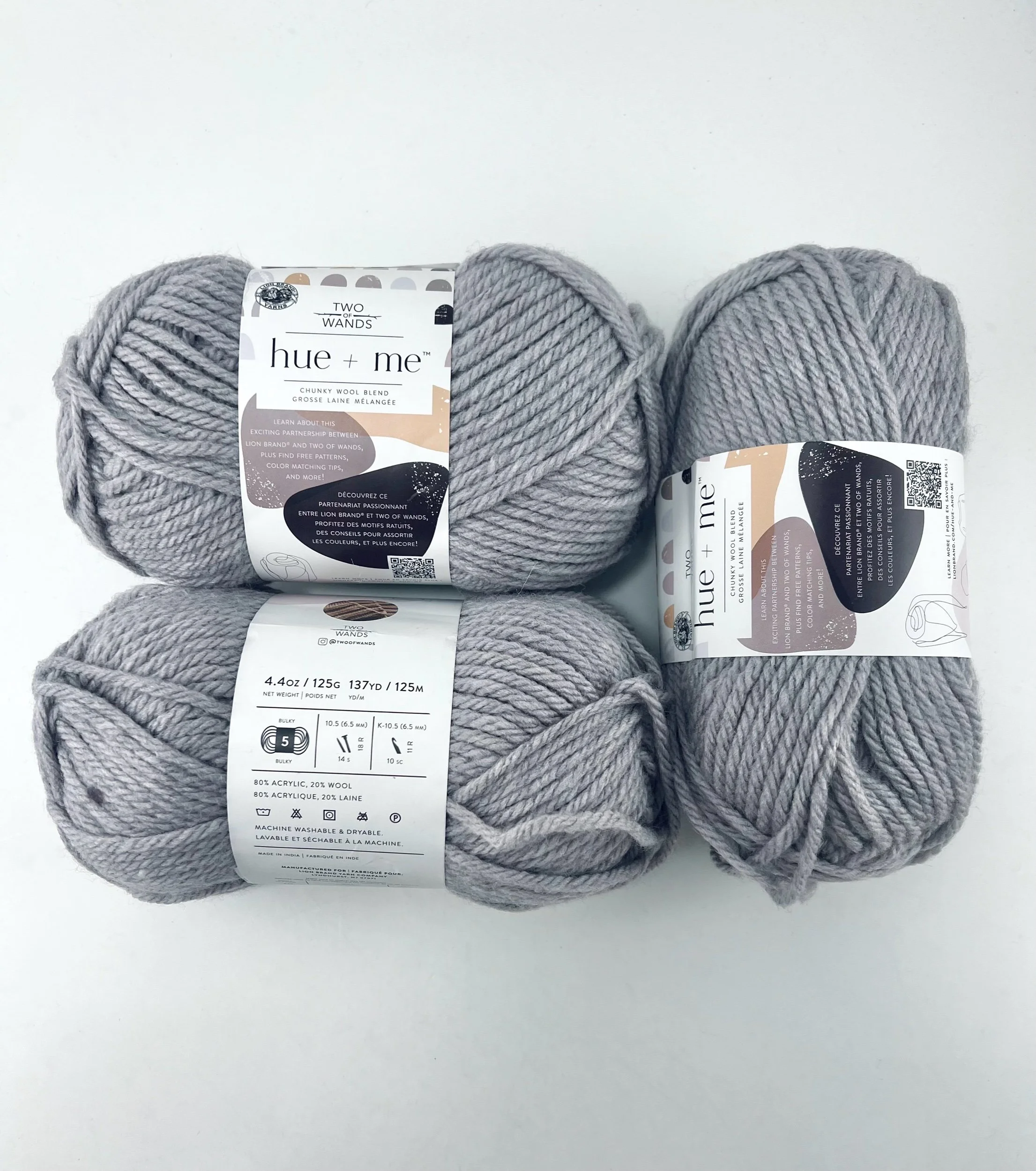 3 Skeins Lion Brand Hue and Me Yarn