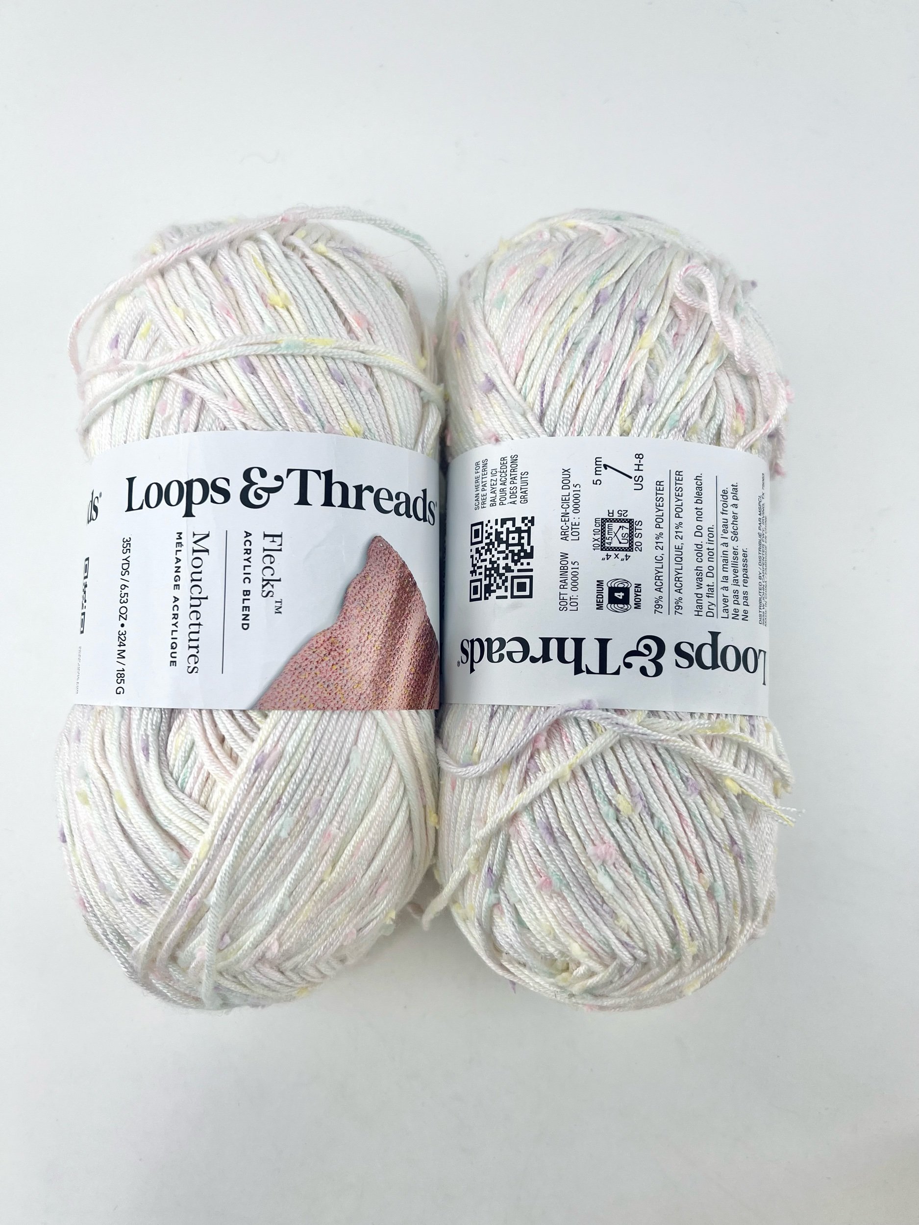 2 Skeins Loops and Threads Pastel Flecks Yarn