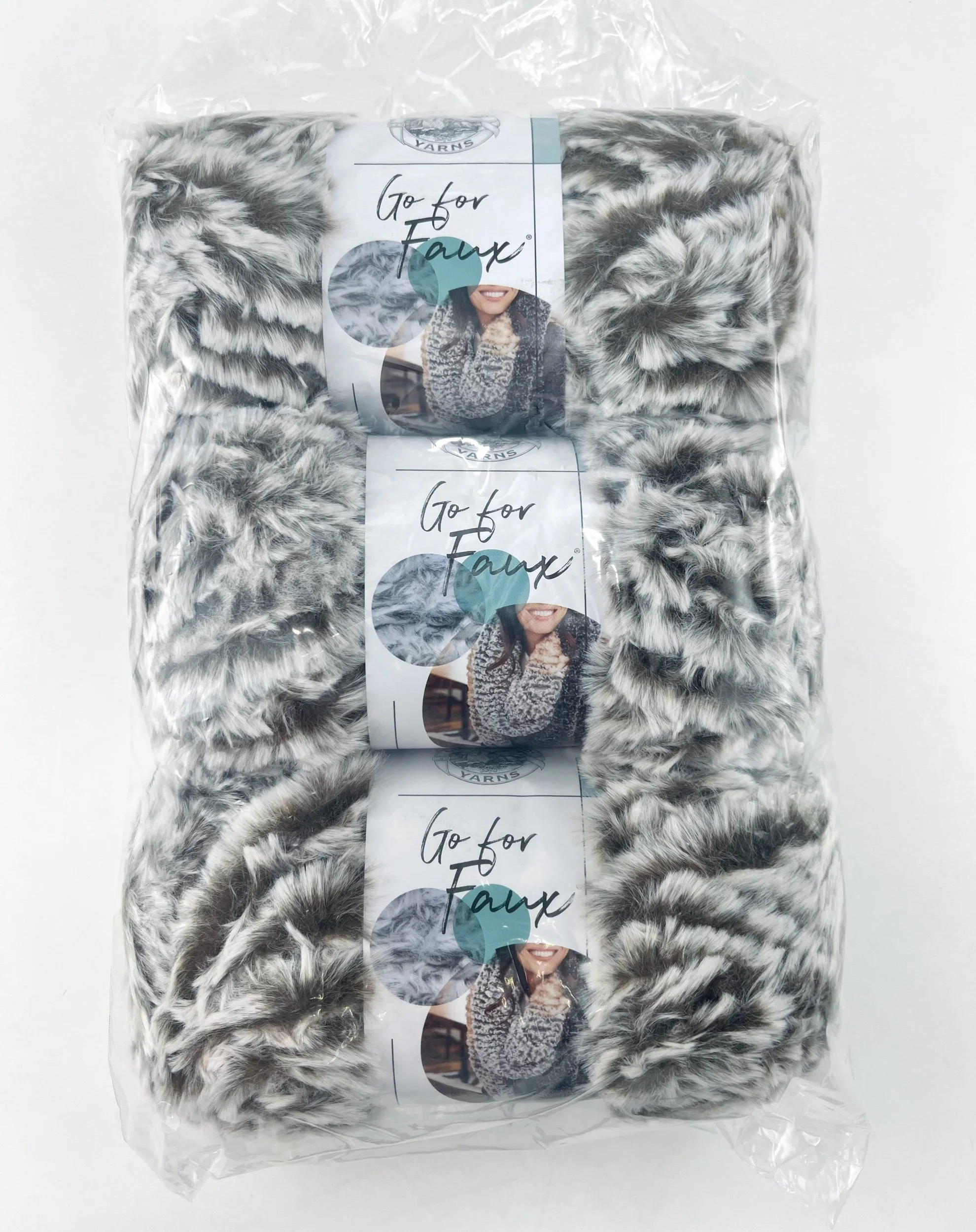 3 Skeins Lion Brand Go or Faux Yarn