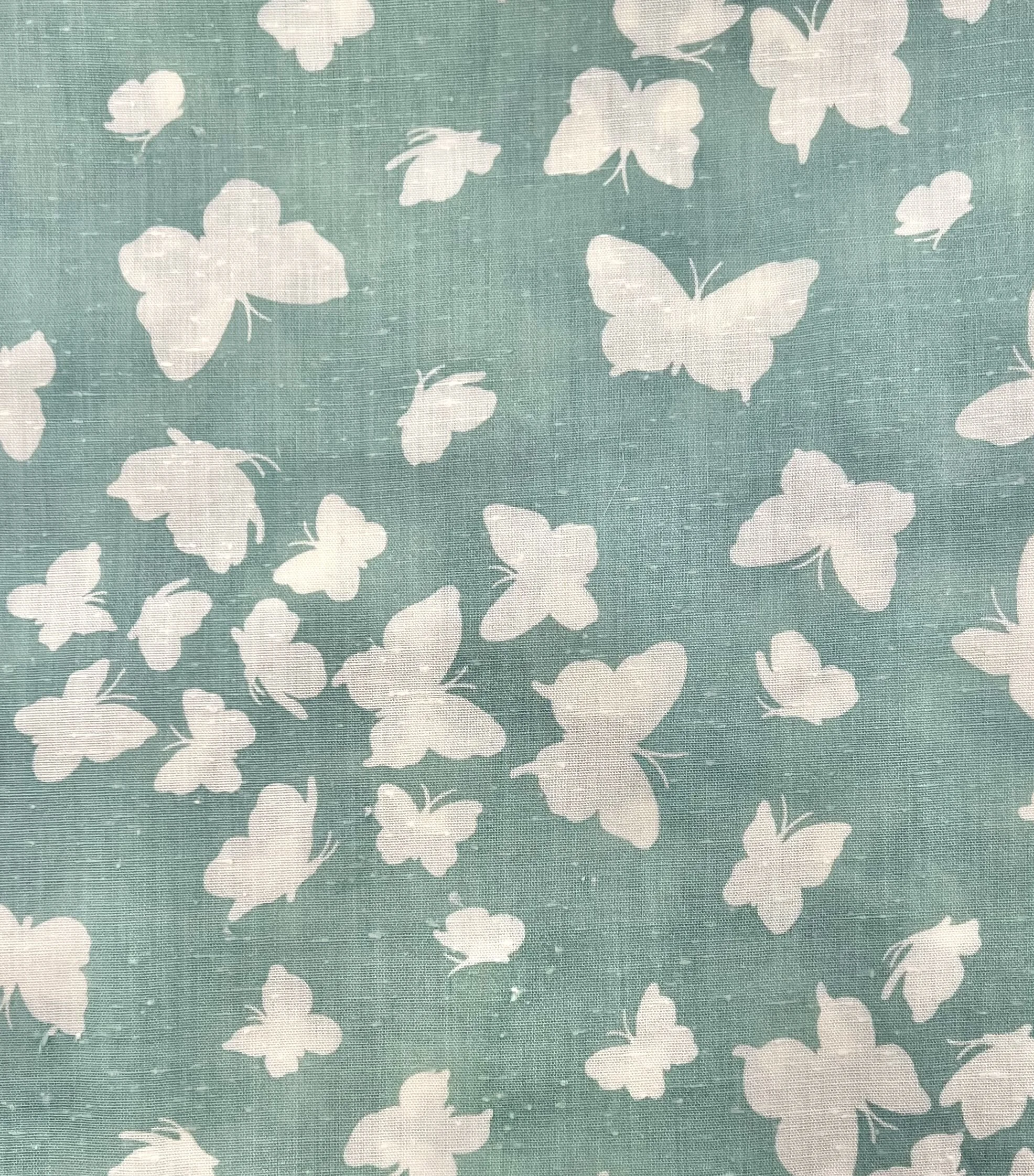 🥝 2 1/2yds Semi Sheer Butterfly Slub Woven