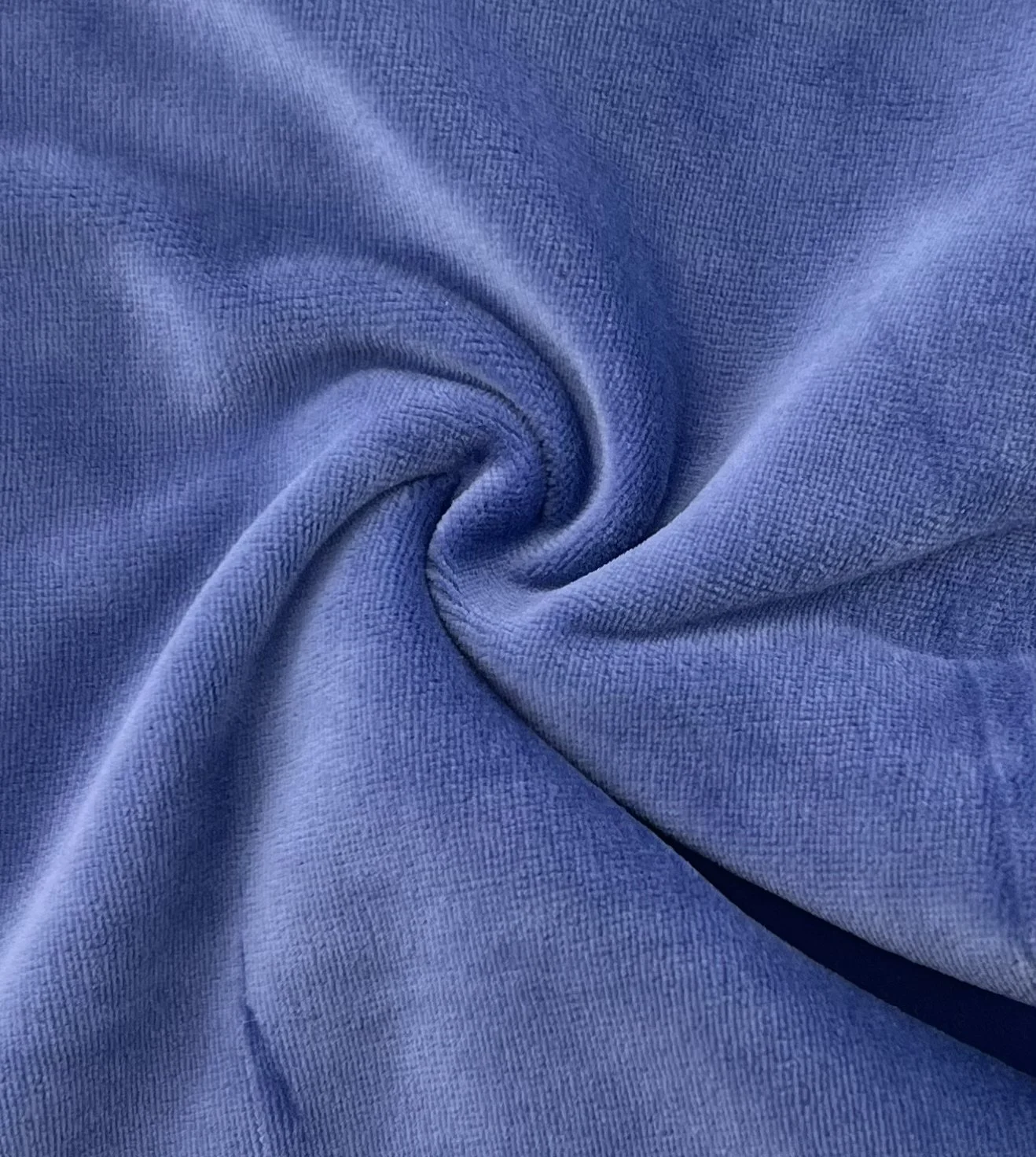 🦢 1 3/4yds Blue Cotton Blend Velour Knit