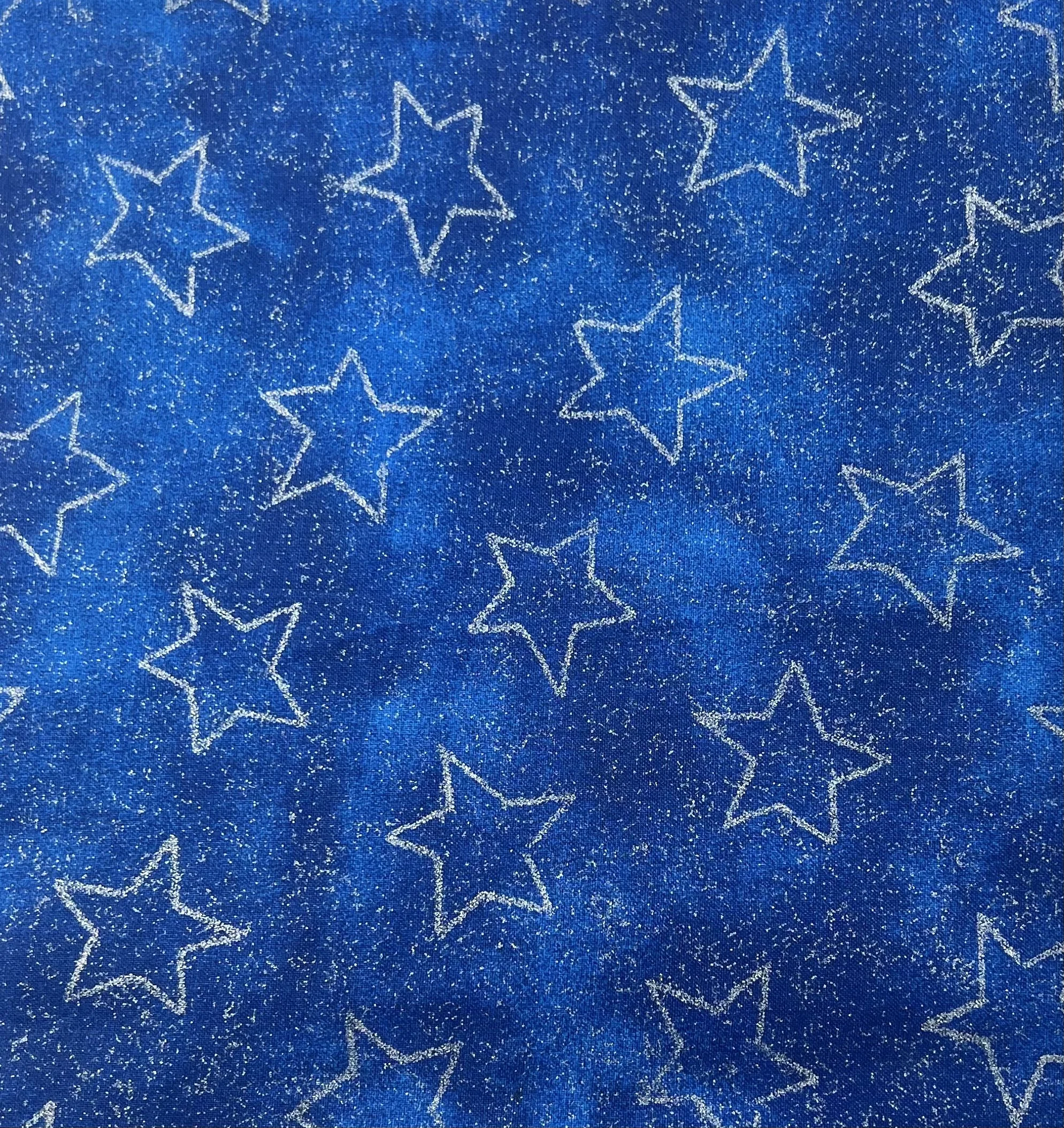 🐐 1yd Blue Sparkly Heart Quilting Cotton